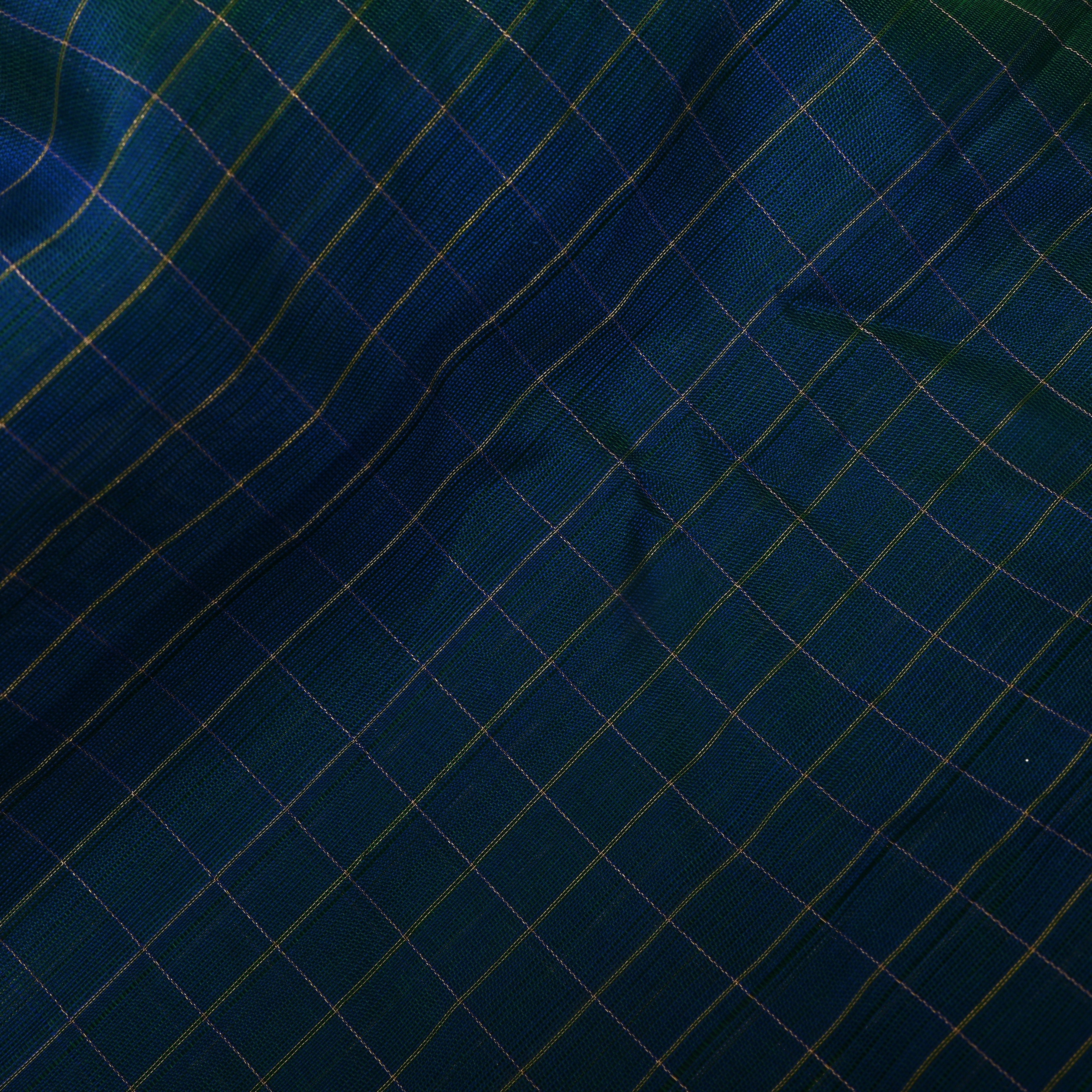 Bluish Green Silk Fabric With Zari Border