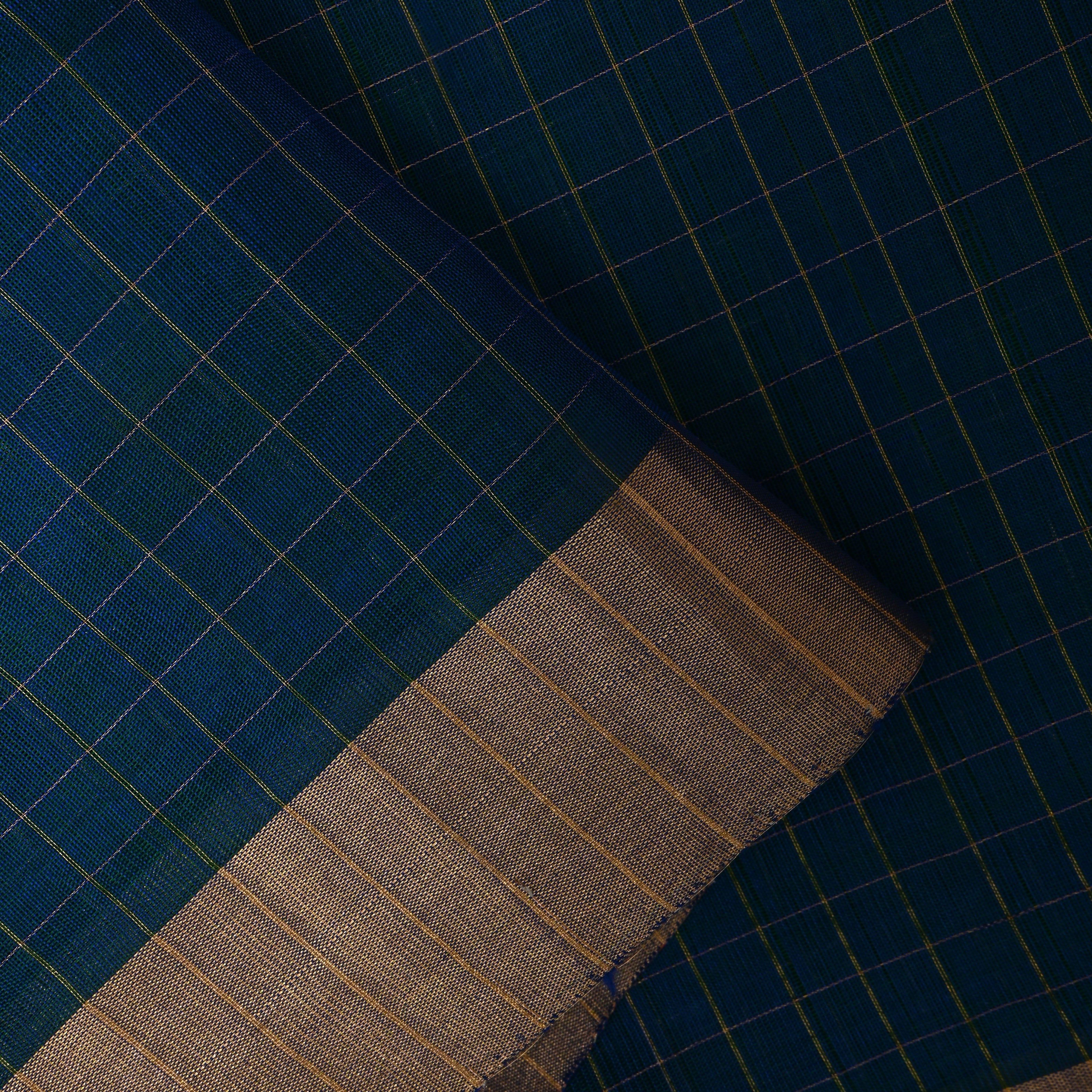 Bluish Green Silk Fabric With Zari Border