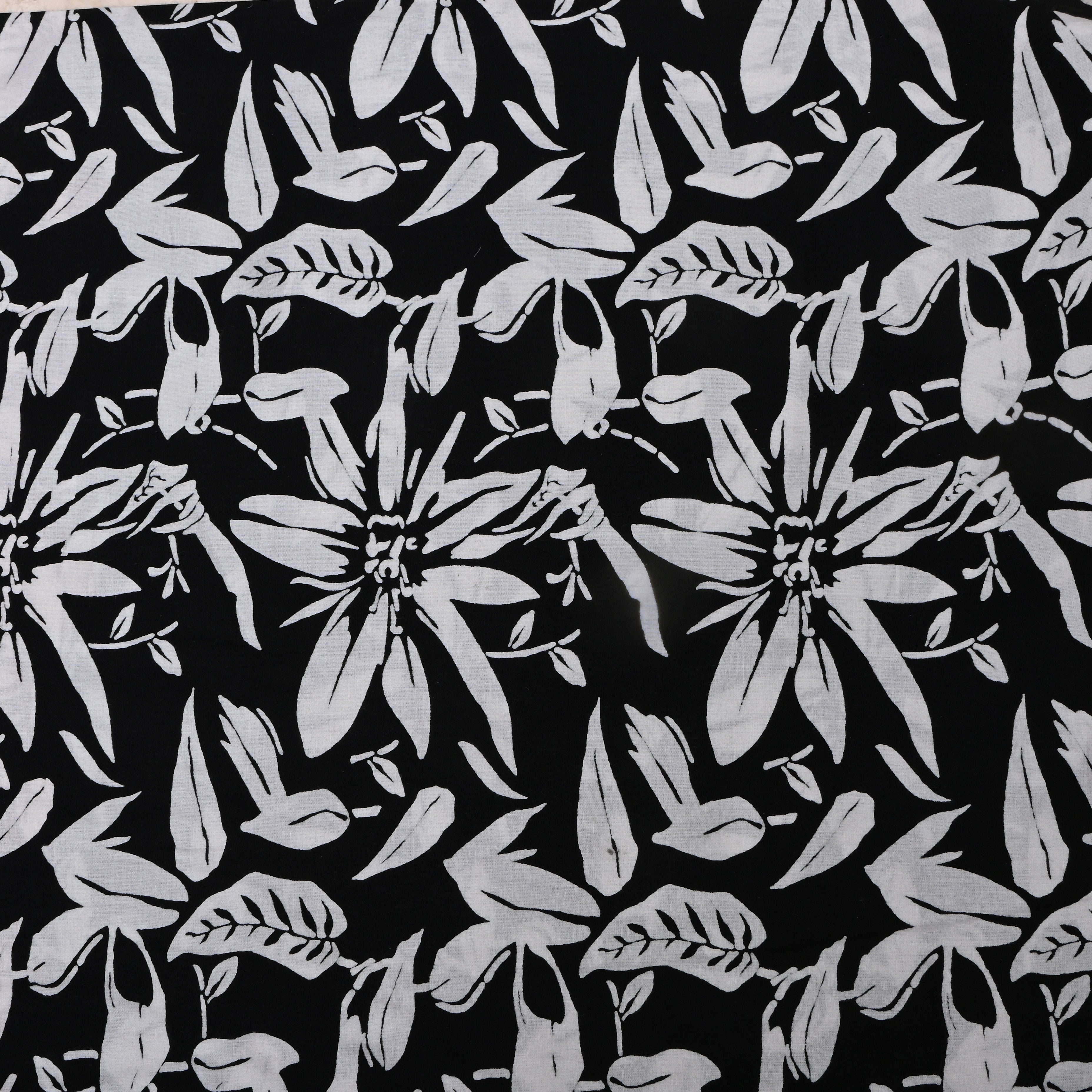 Black Floral Printed Cotton Fabric