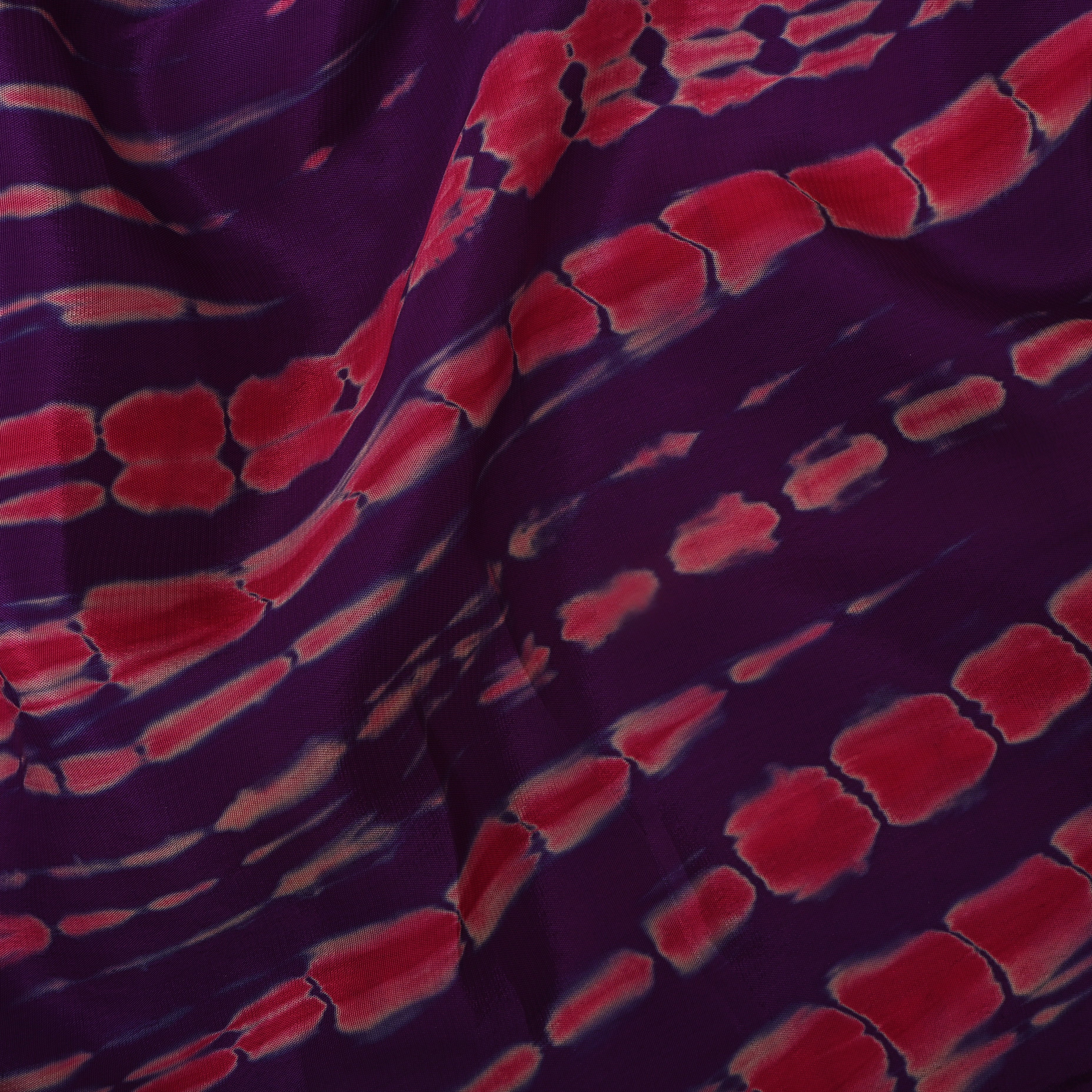 Violet Shibori Printed Satin Fabric