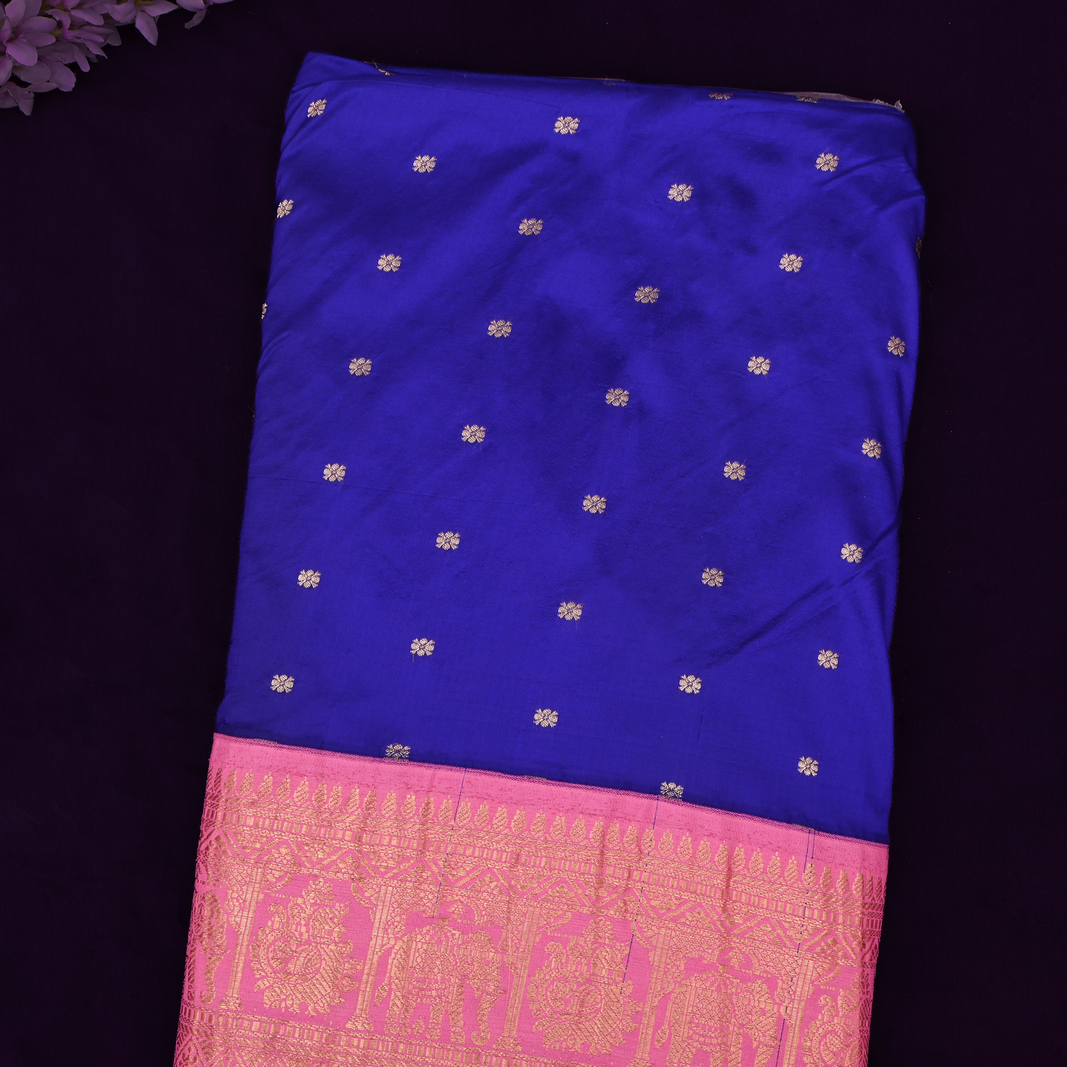 Violet Silk Fabric With Kanchi Border