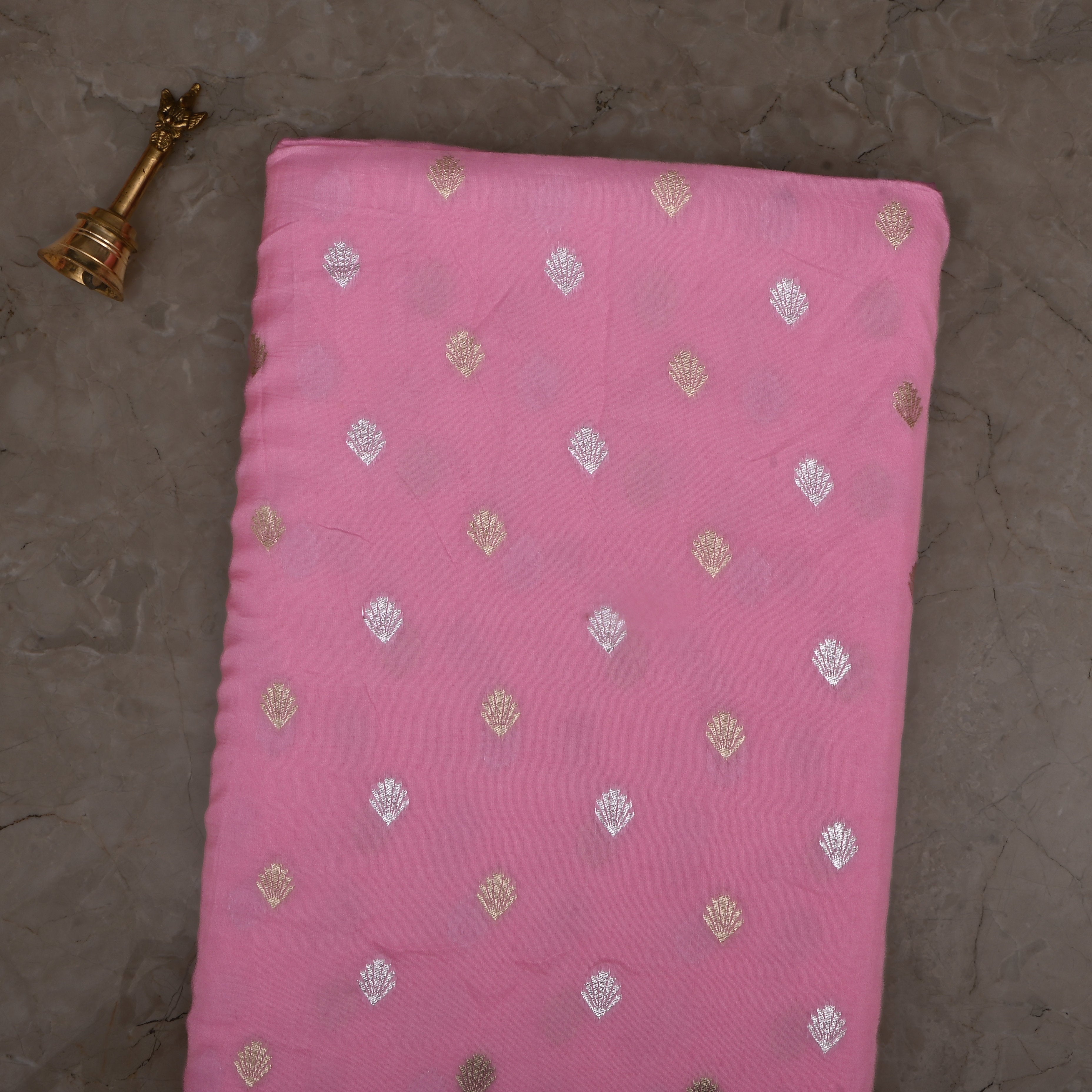Fuschia Pink Jamawar Pink Silk Fabric