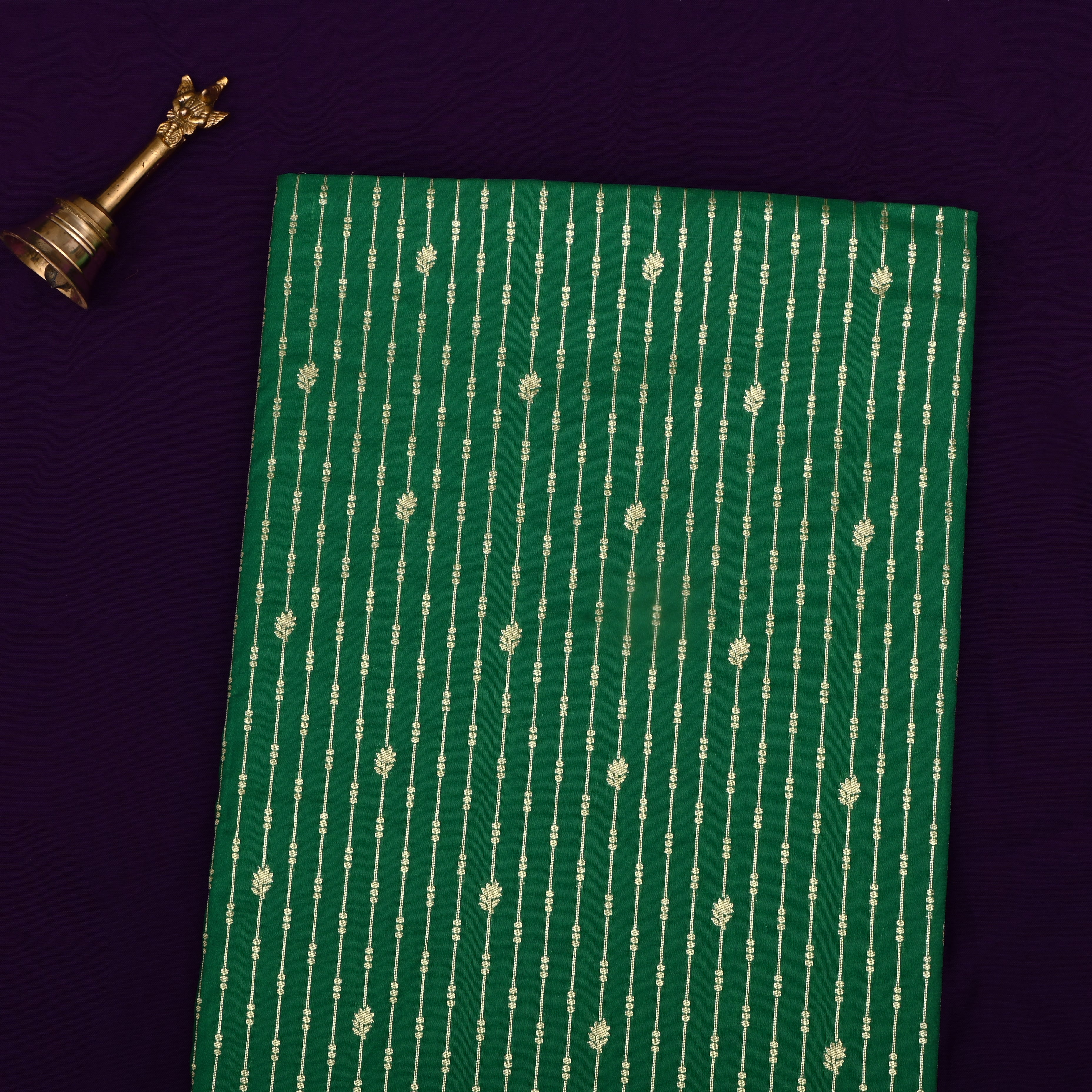 Dark Green Jamawar Silk Fabric