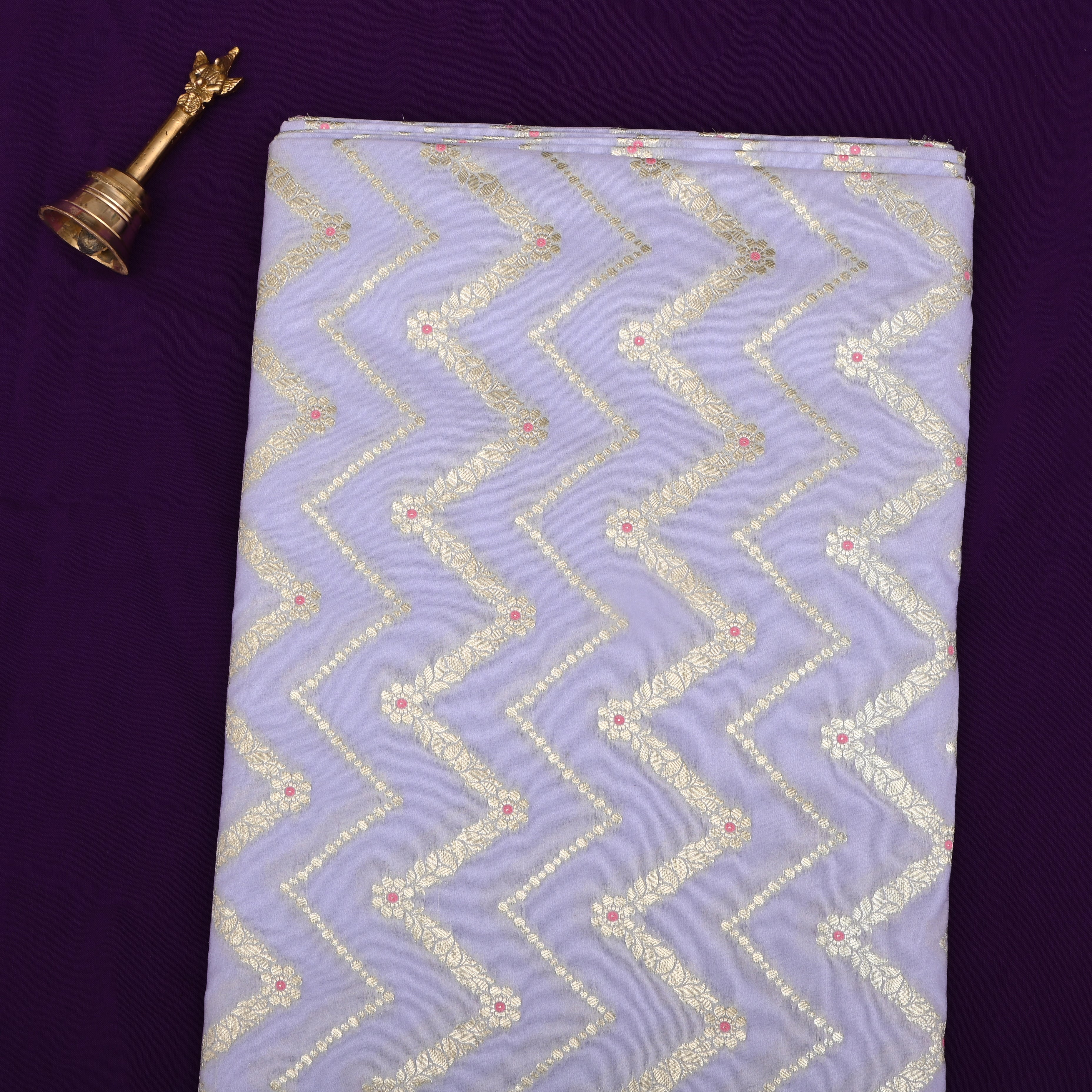 Light Blue Jamawar Silk Fabric