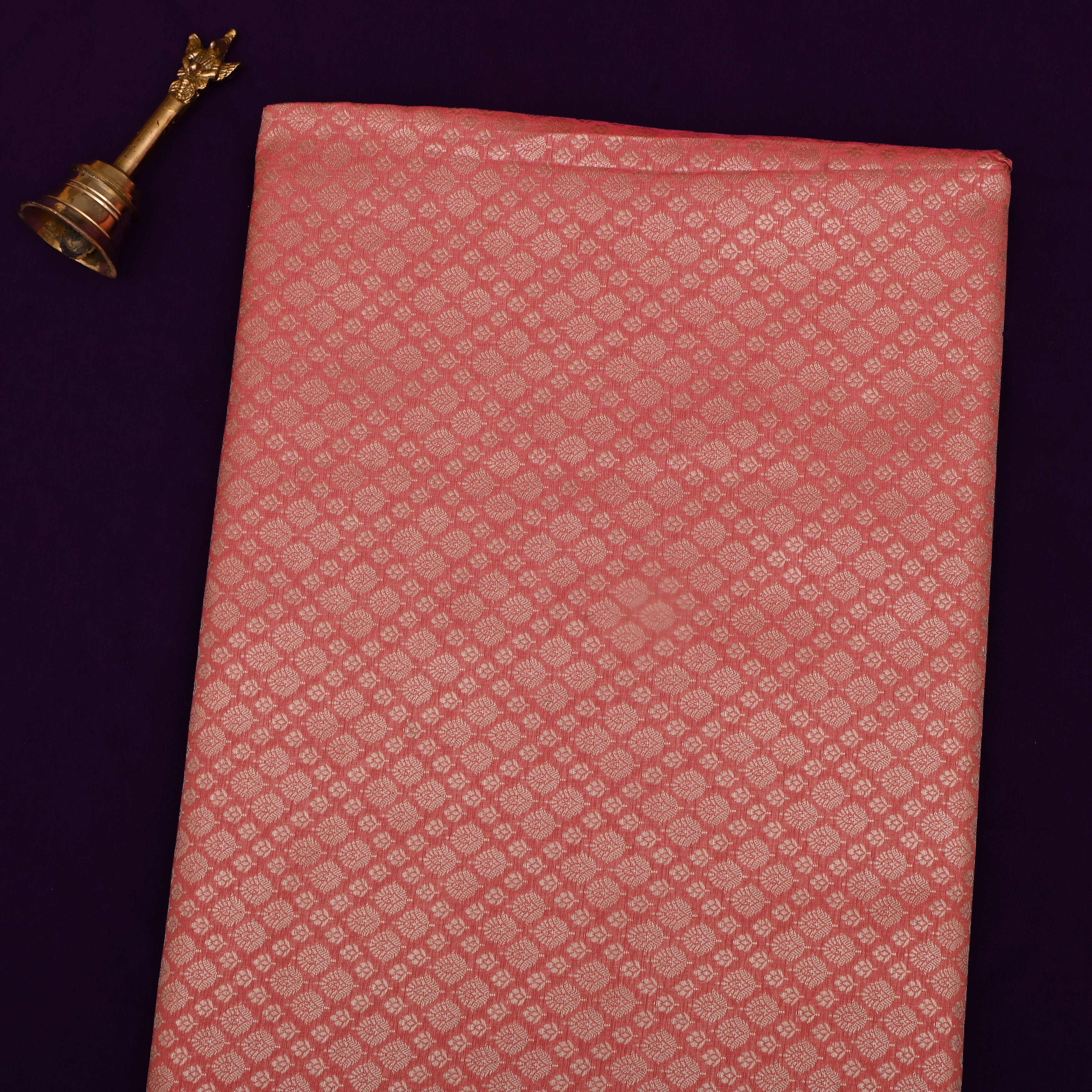 Strawberry Pink Jamawar Silk Fabric