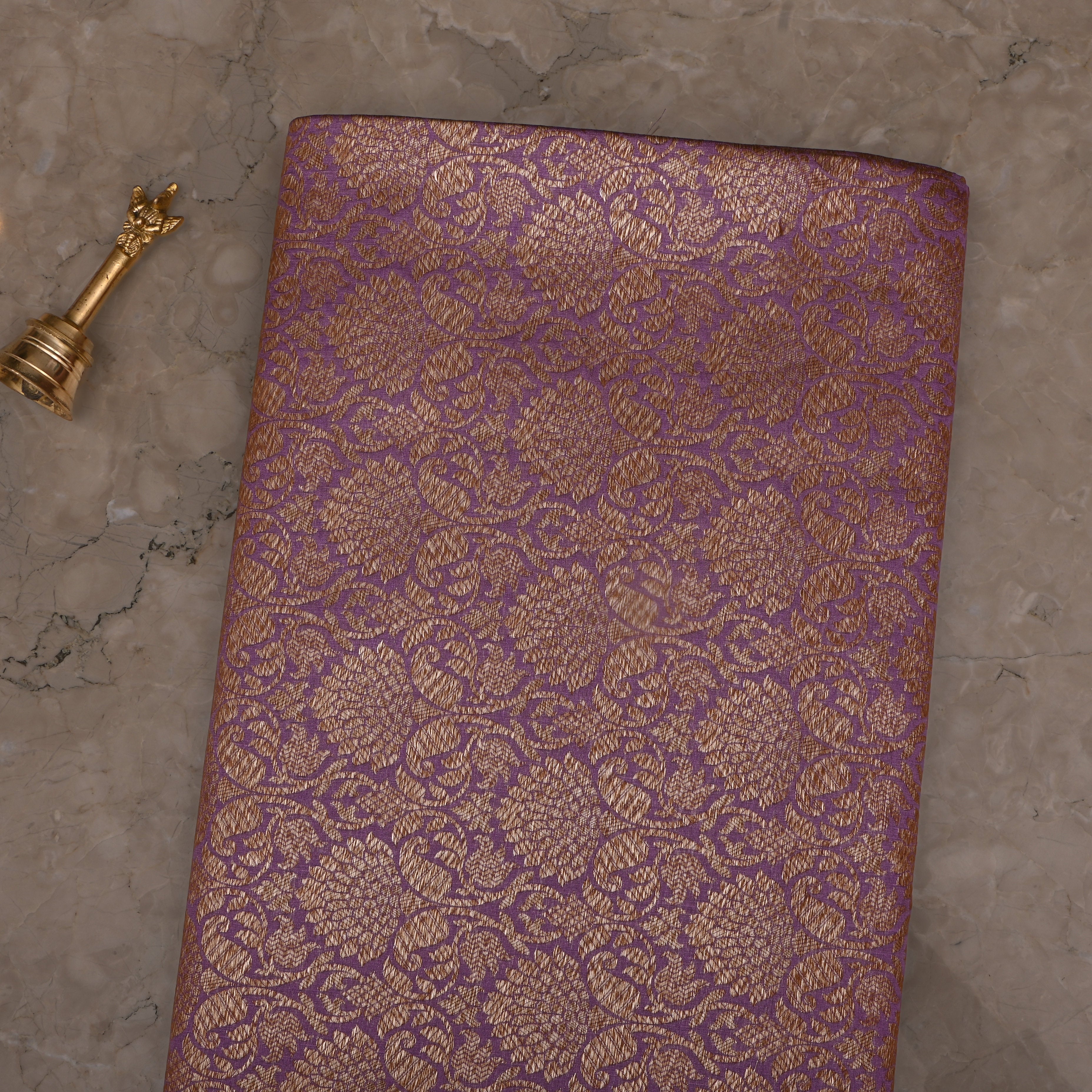 Purple Jamawar Silk Fabric With Floral Weave