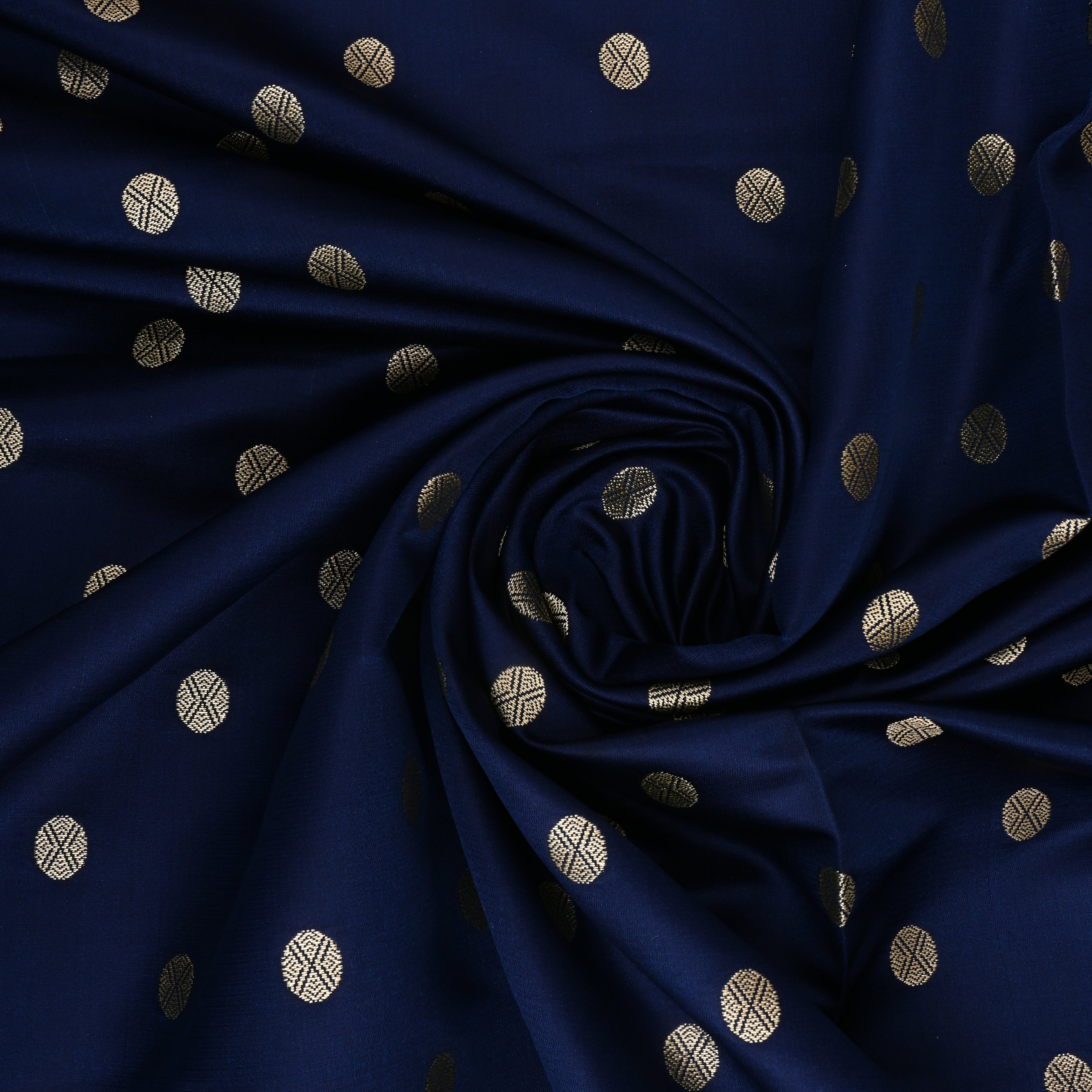 Navy Blue Banaras Soft Silk Fabric