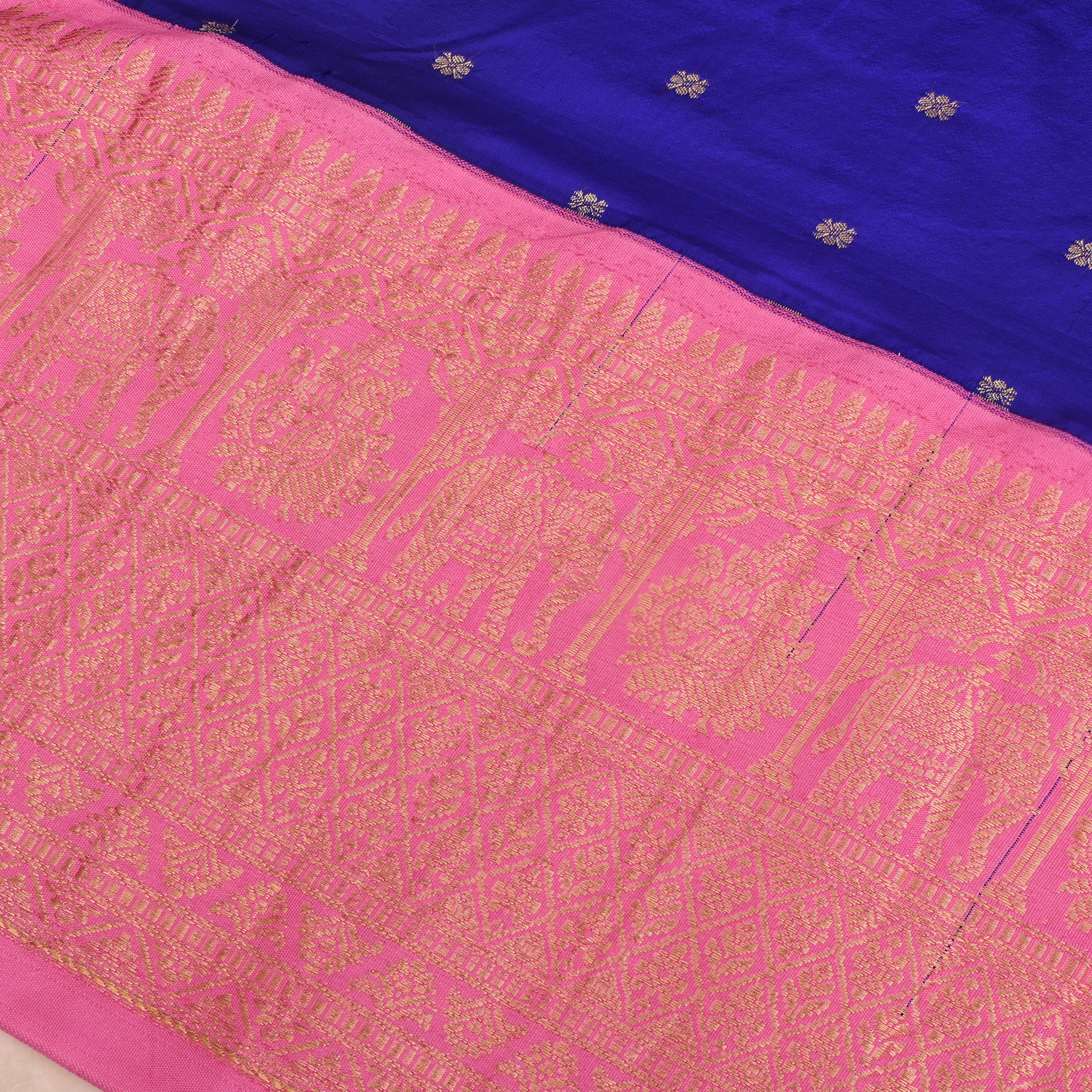Violet Silk Fabric With Kanjivaram Border