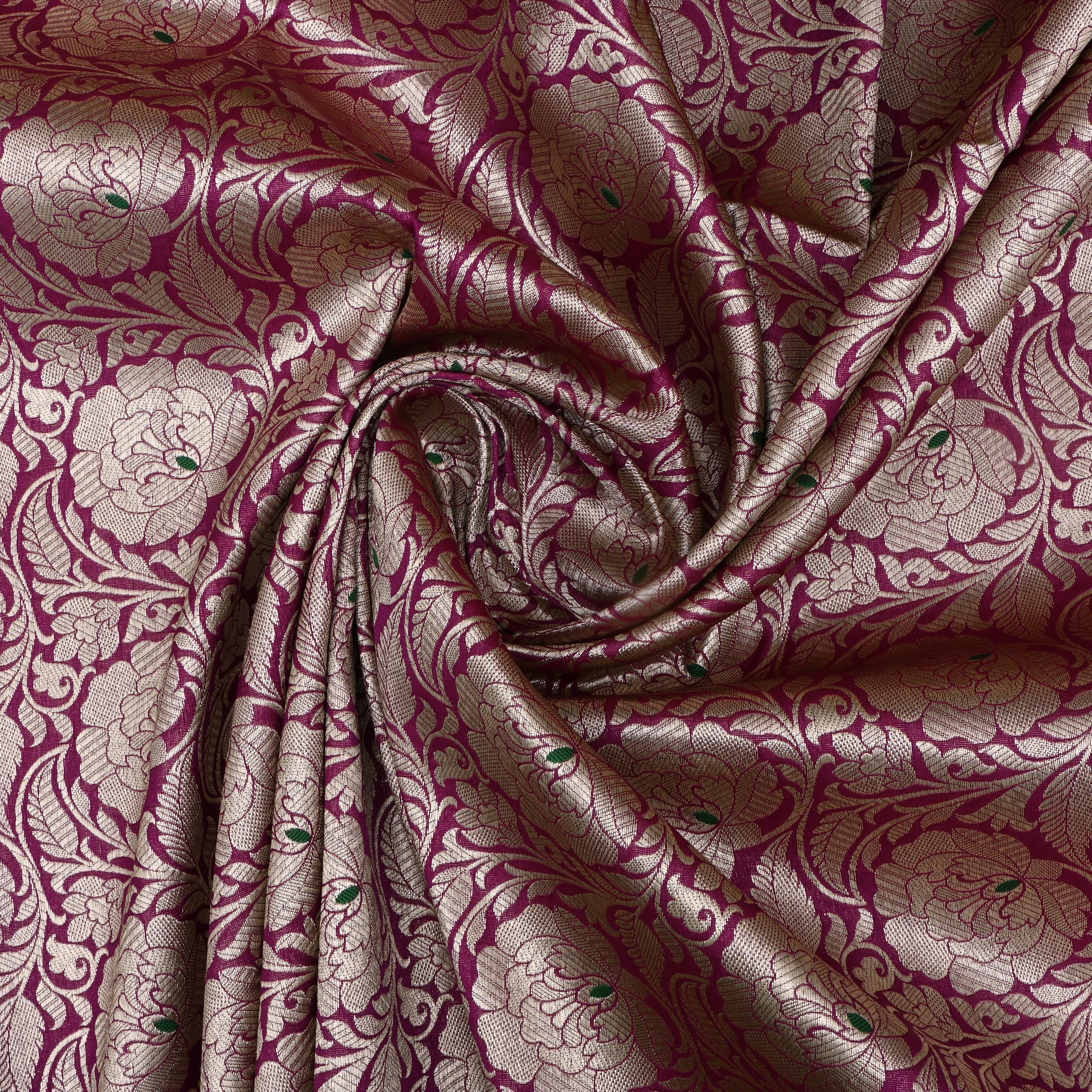 Mulberry Pink Banarasi Fabric With Floral Jaal