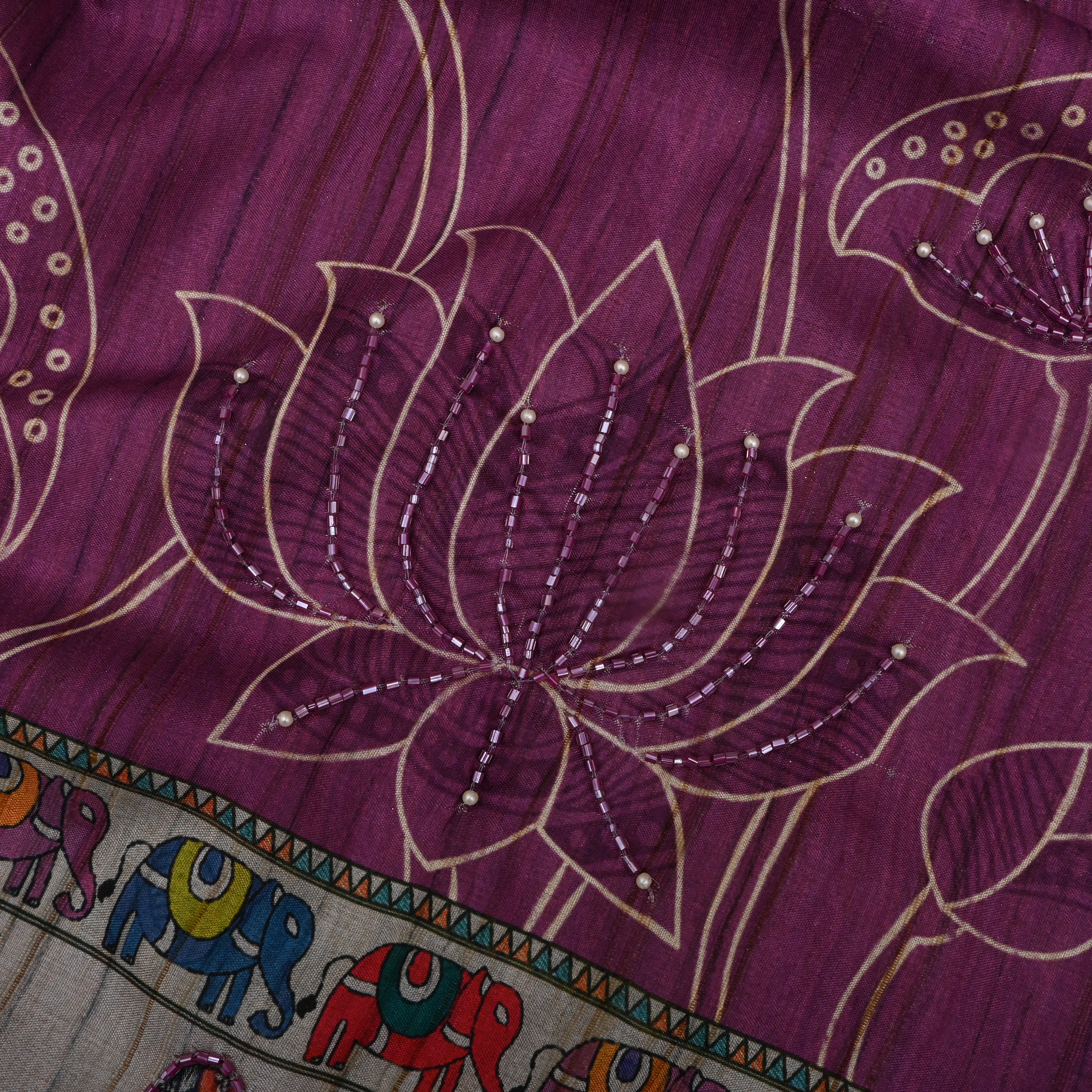 Orchid Silk Fabric With Embroidery