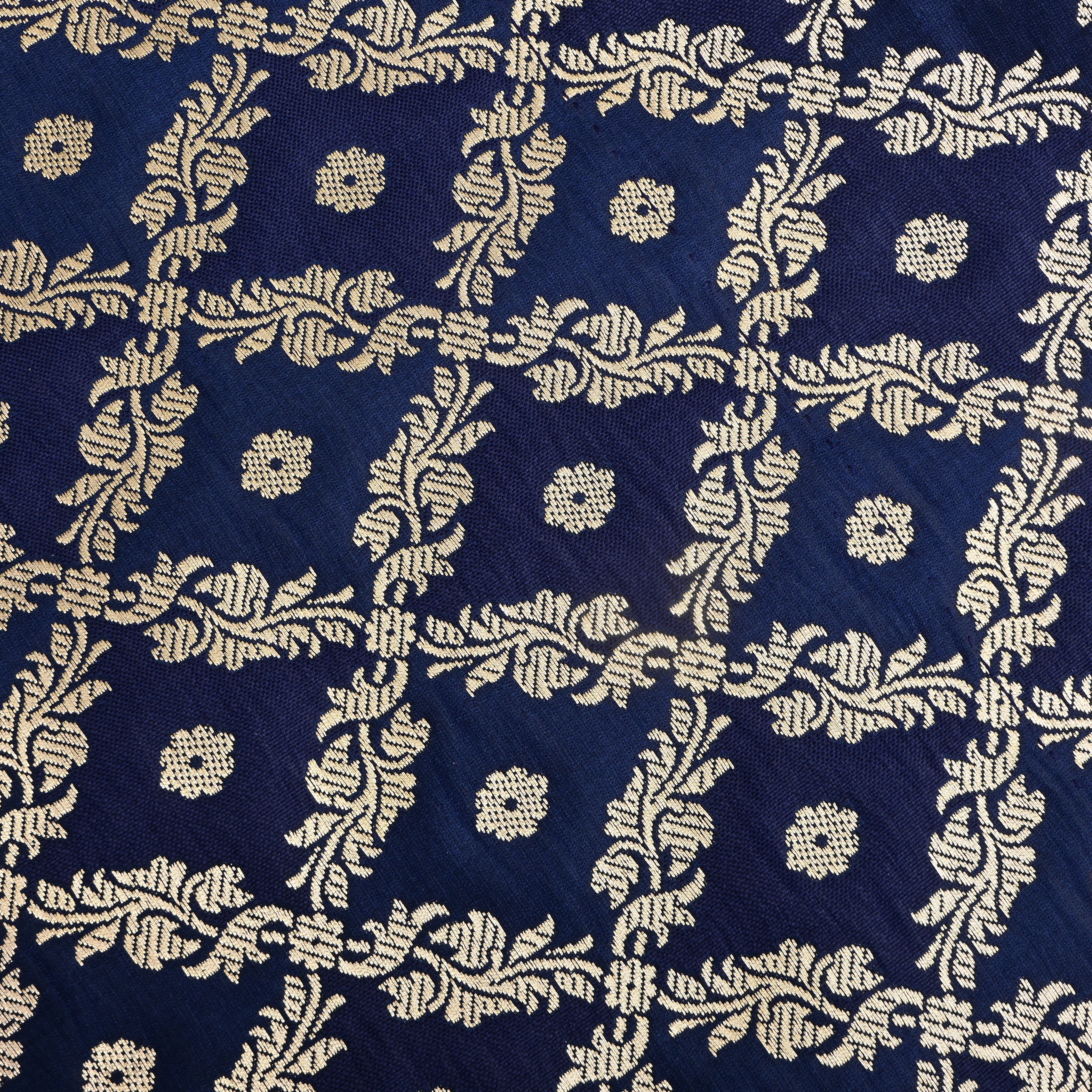 Berry Blue Banarasi Fabric With Checks Pattern