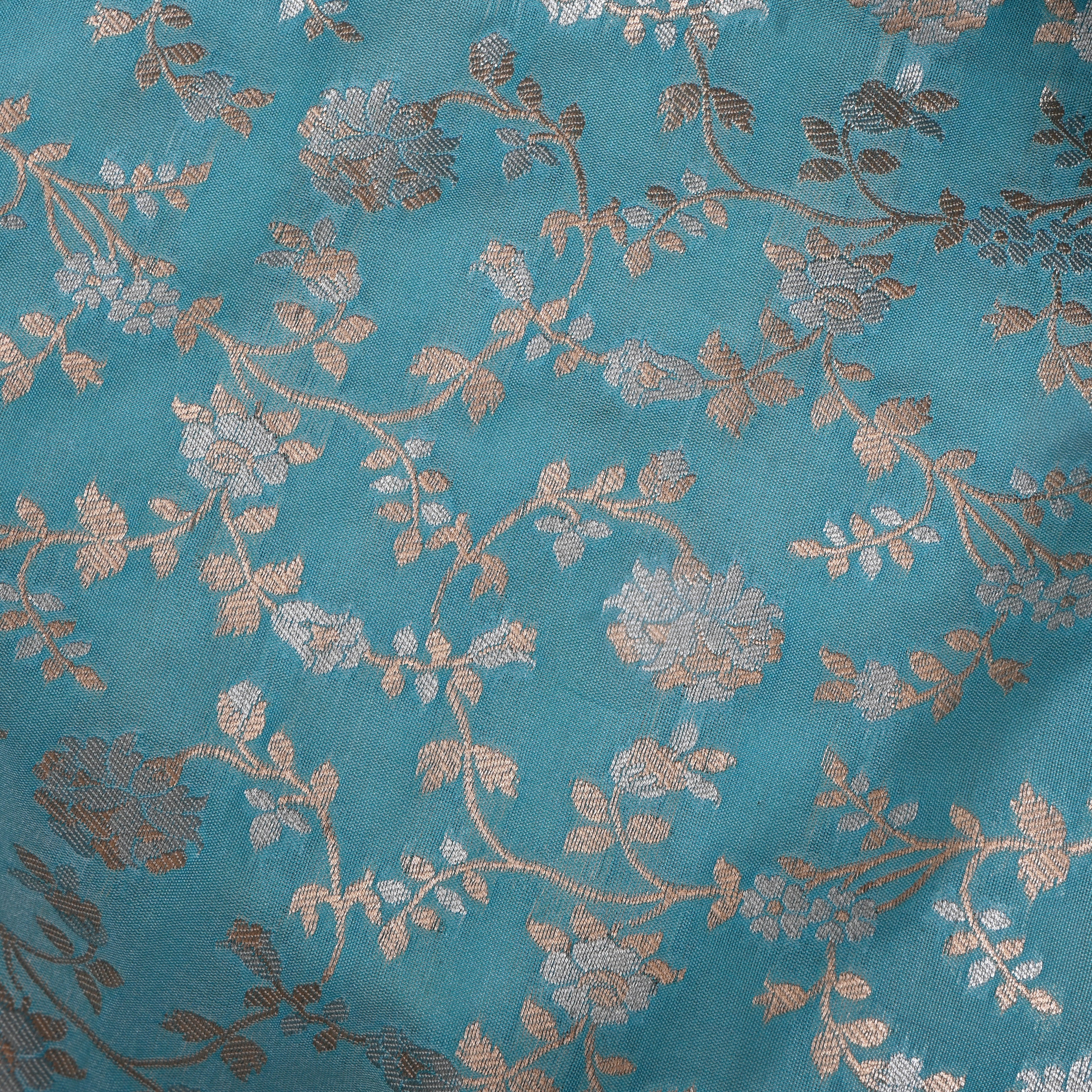 Sky Blue Jamawar Silk Fabric