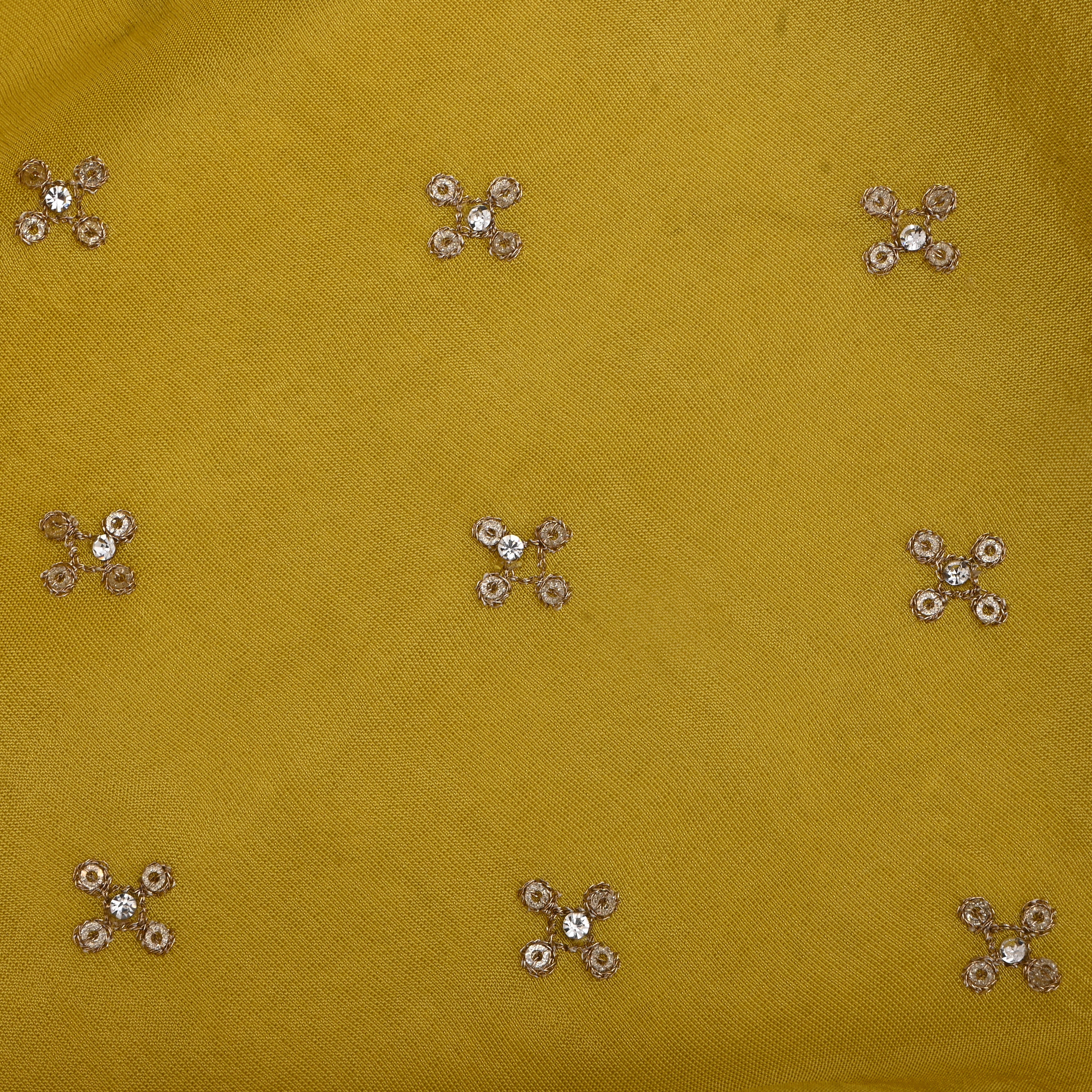 Satin Sheen Gold Tissue Fabric With Sequins Work