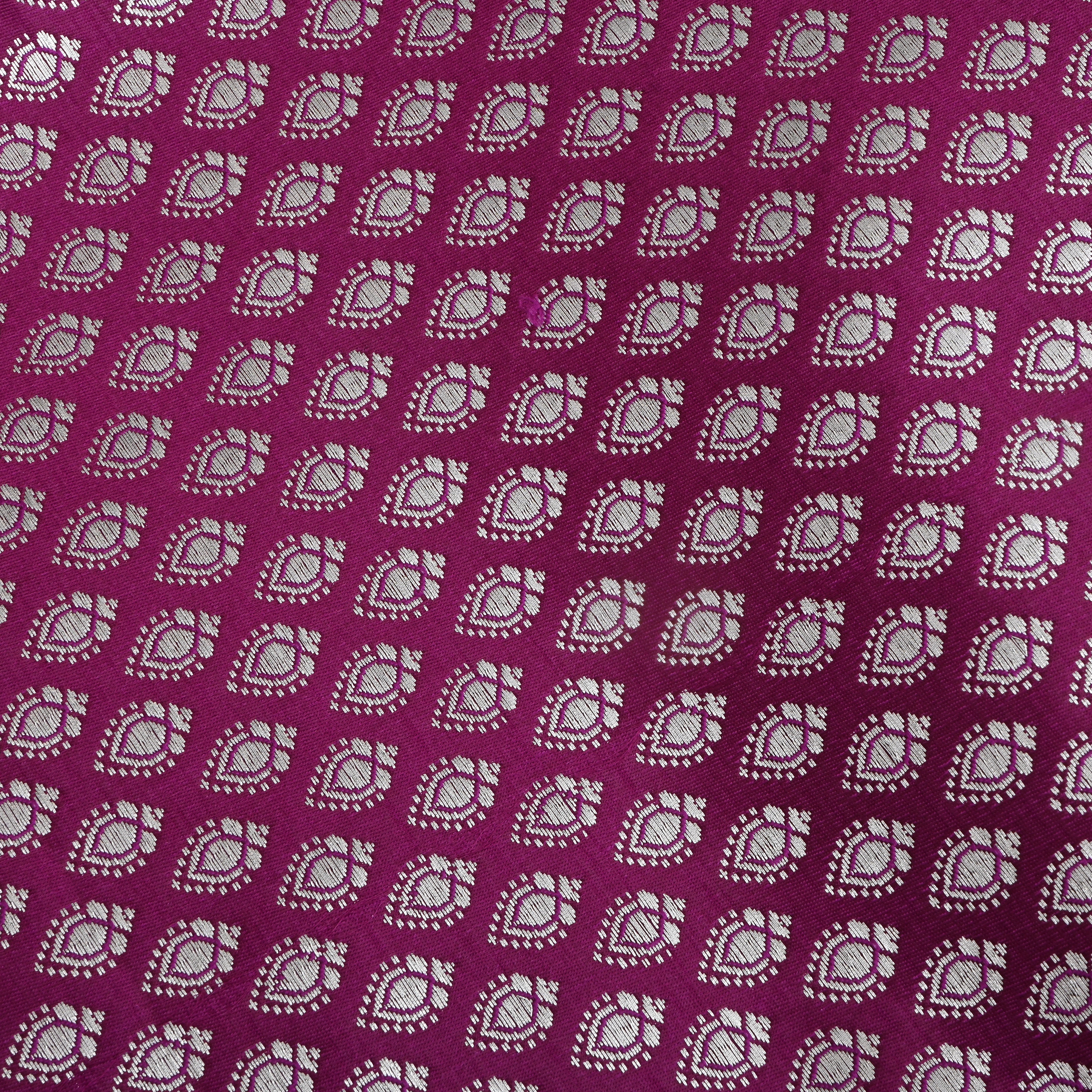 Fandango Purple Jamawar Satin Fabric With Butti'S