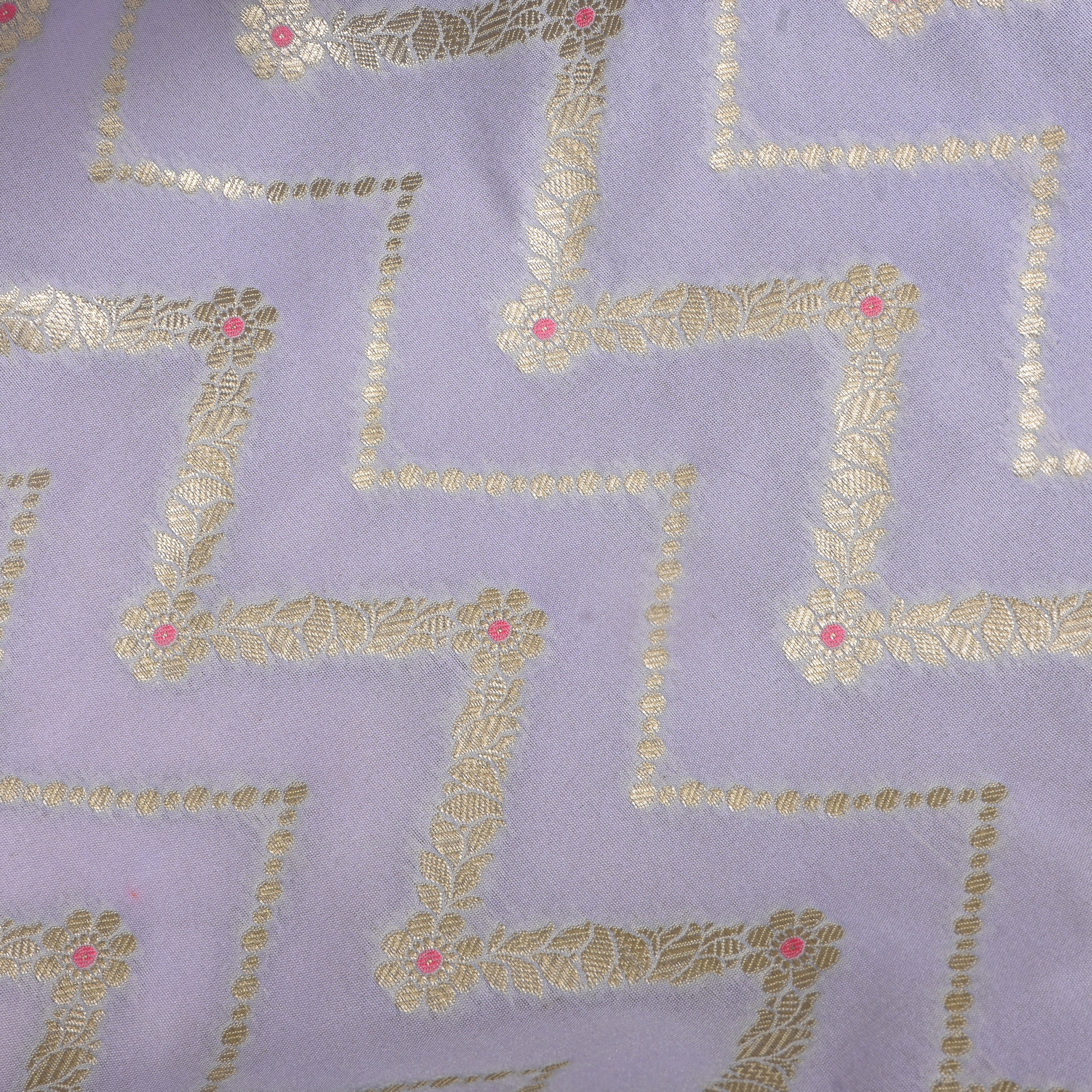 Light Blue Jamawar Silk Fabric