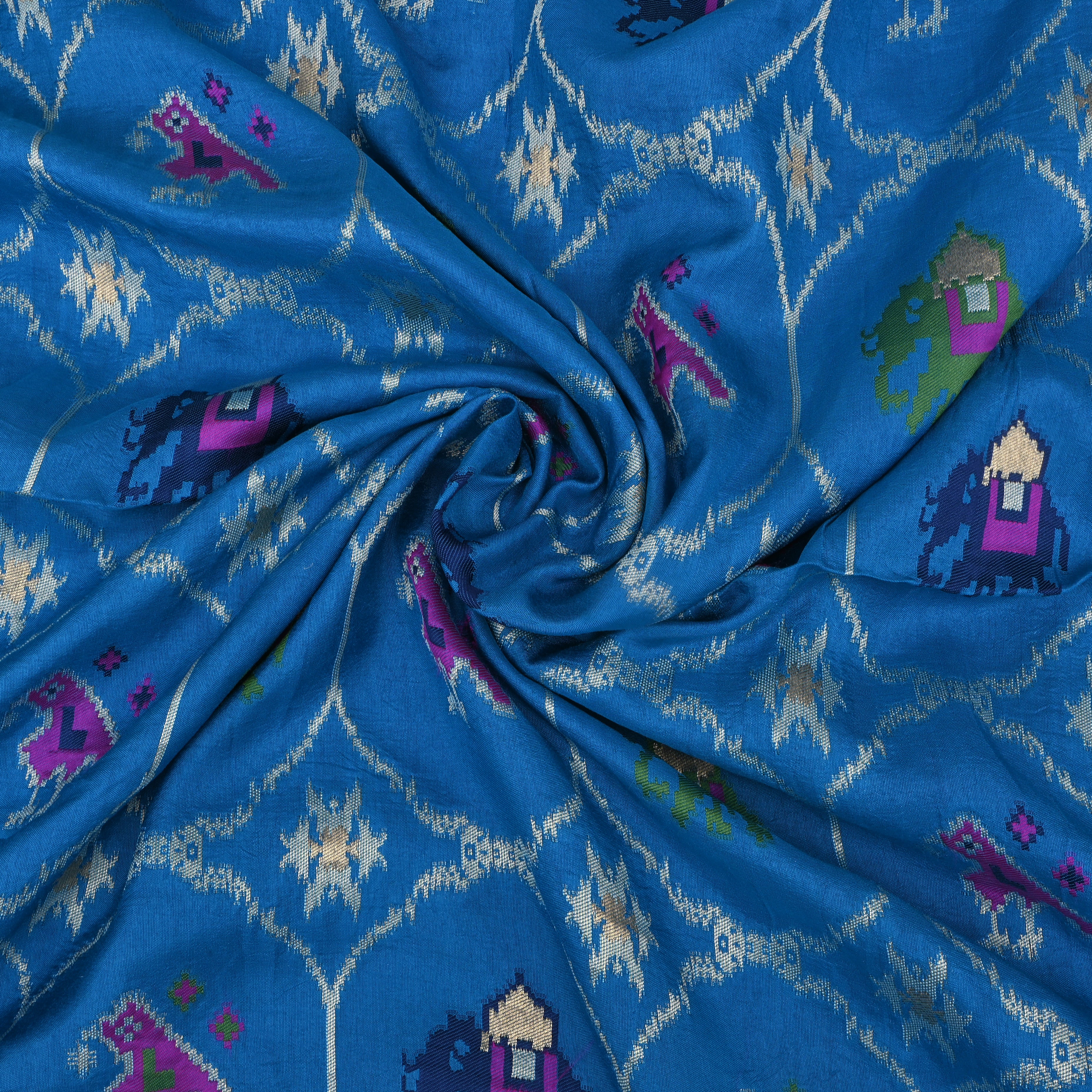 Sky Blue Banarasi Fabric With Paithani Border