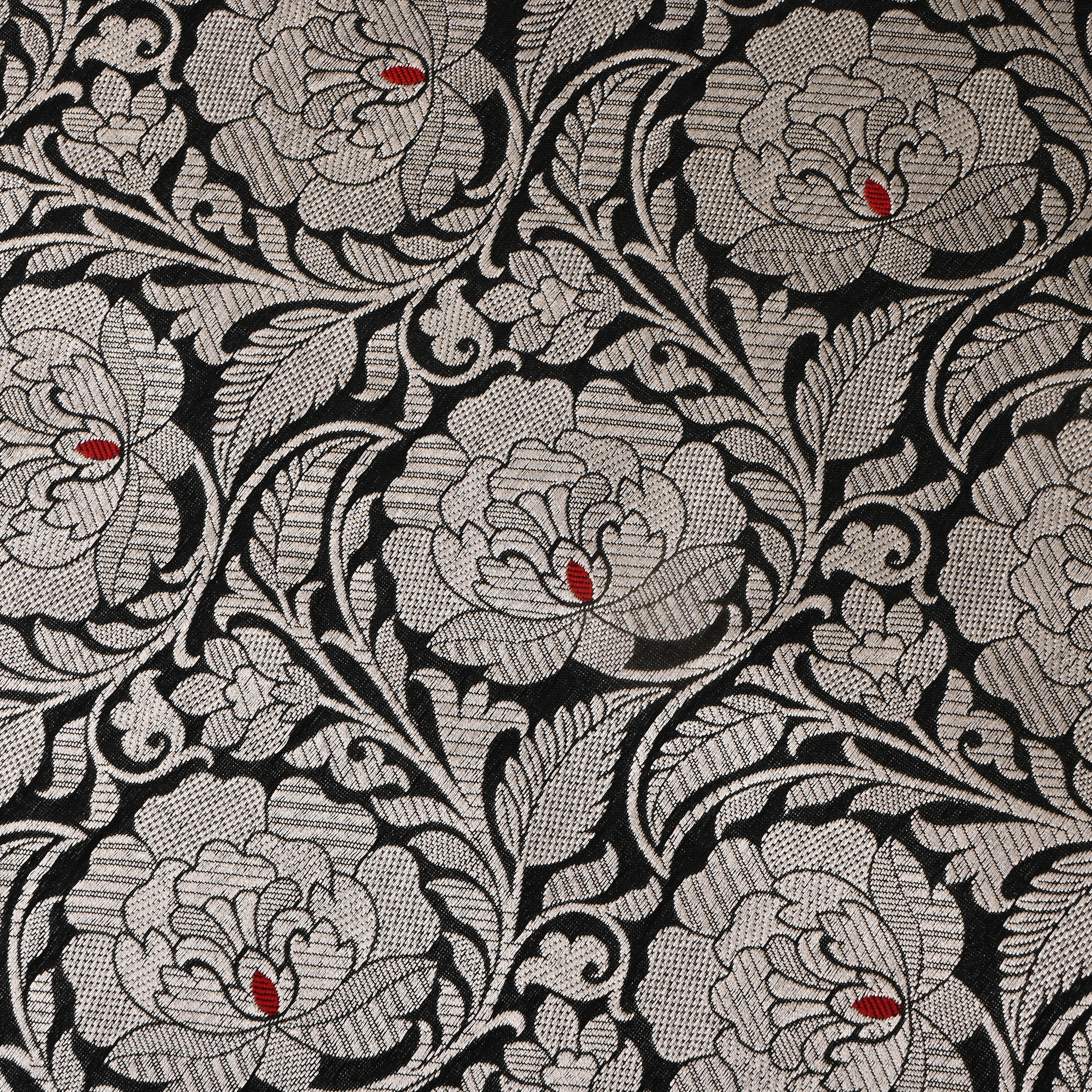 Black Banarasi Fabric With Floral Jaal