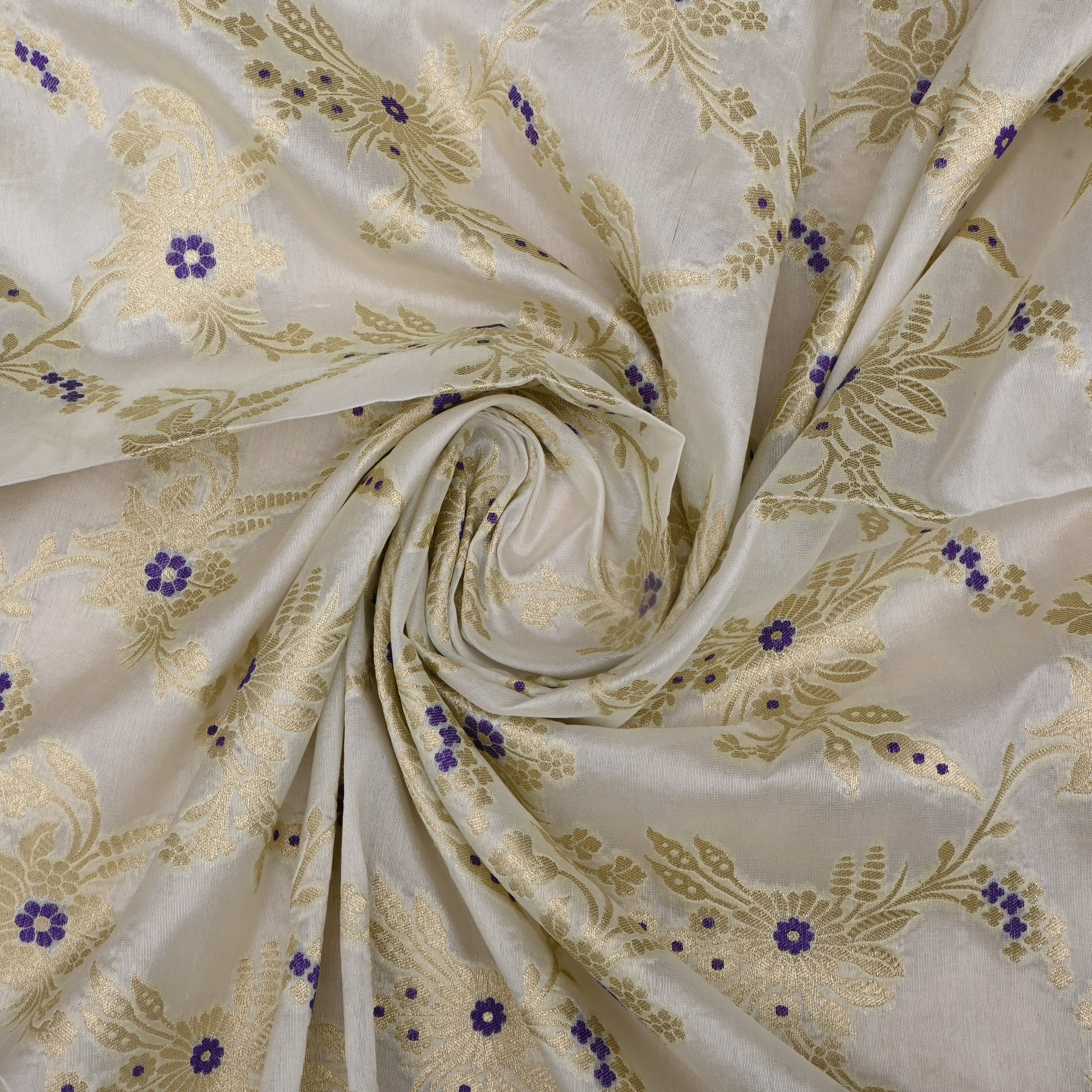 Very Pale Yellow Banarasi Fabric With Golden Jaal