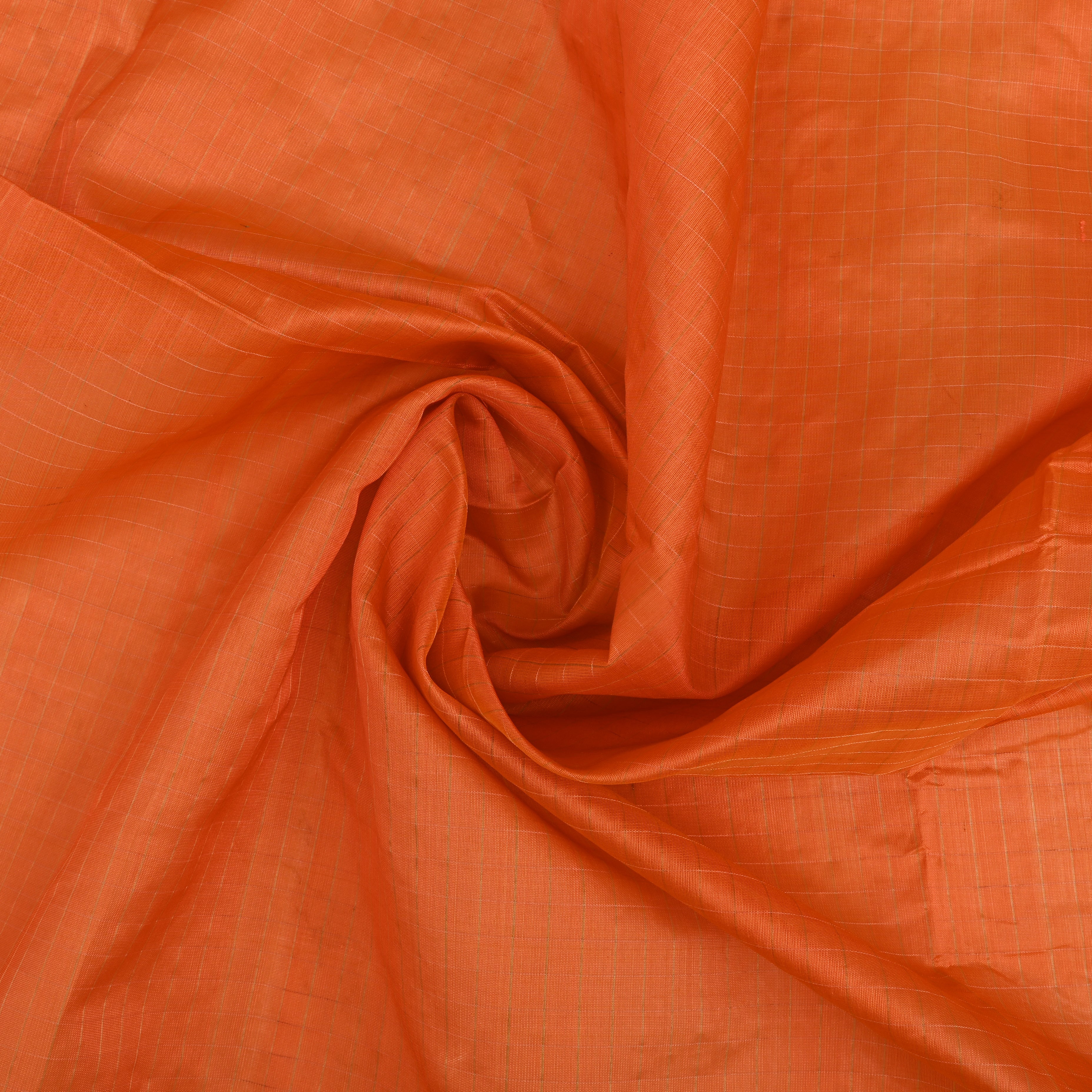 Vibrant Orange Jamawar Silk Fabric