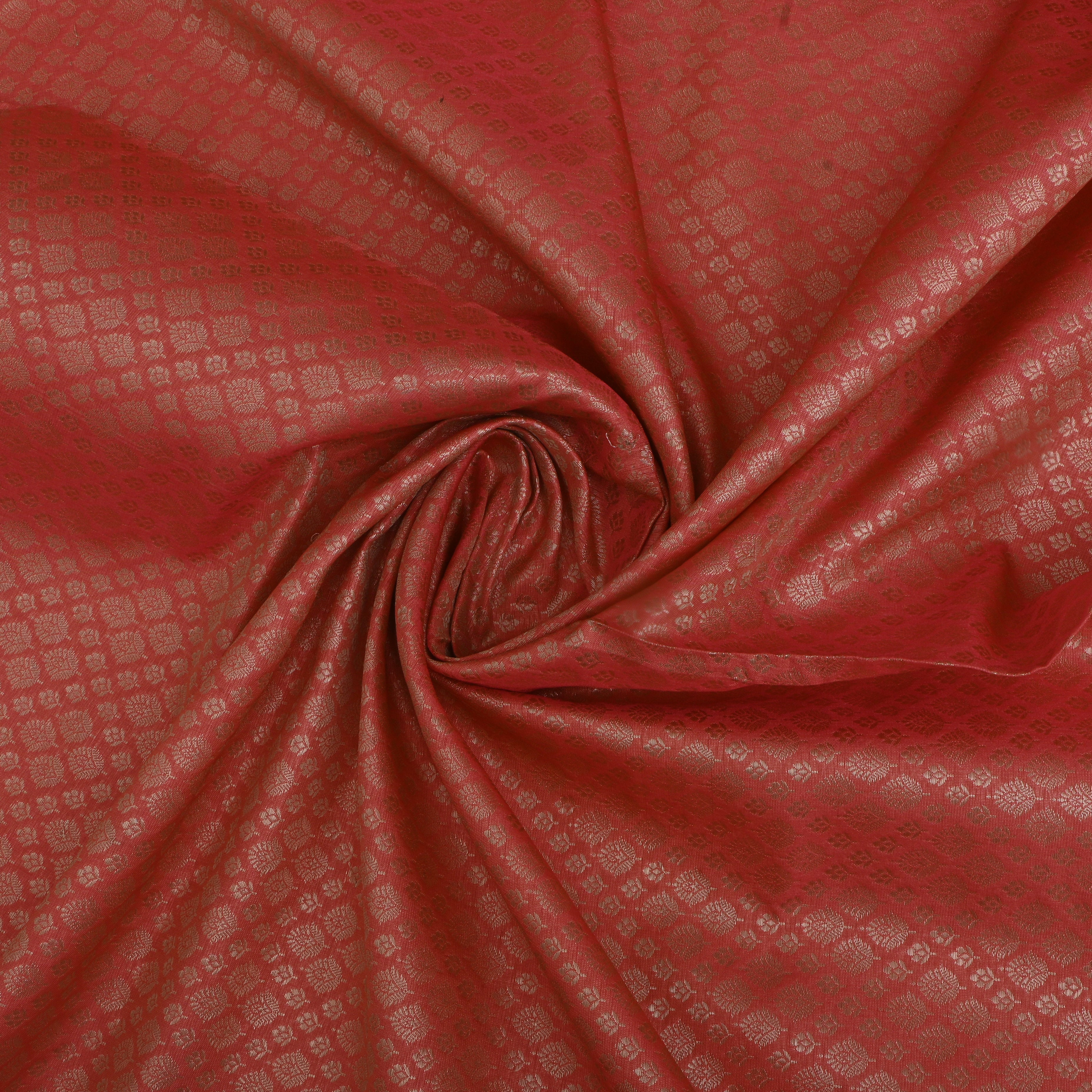Strawberry Pink Jamawar Silk Fabric