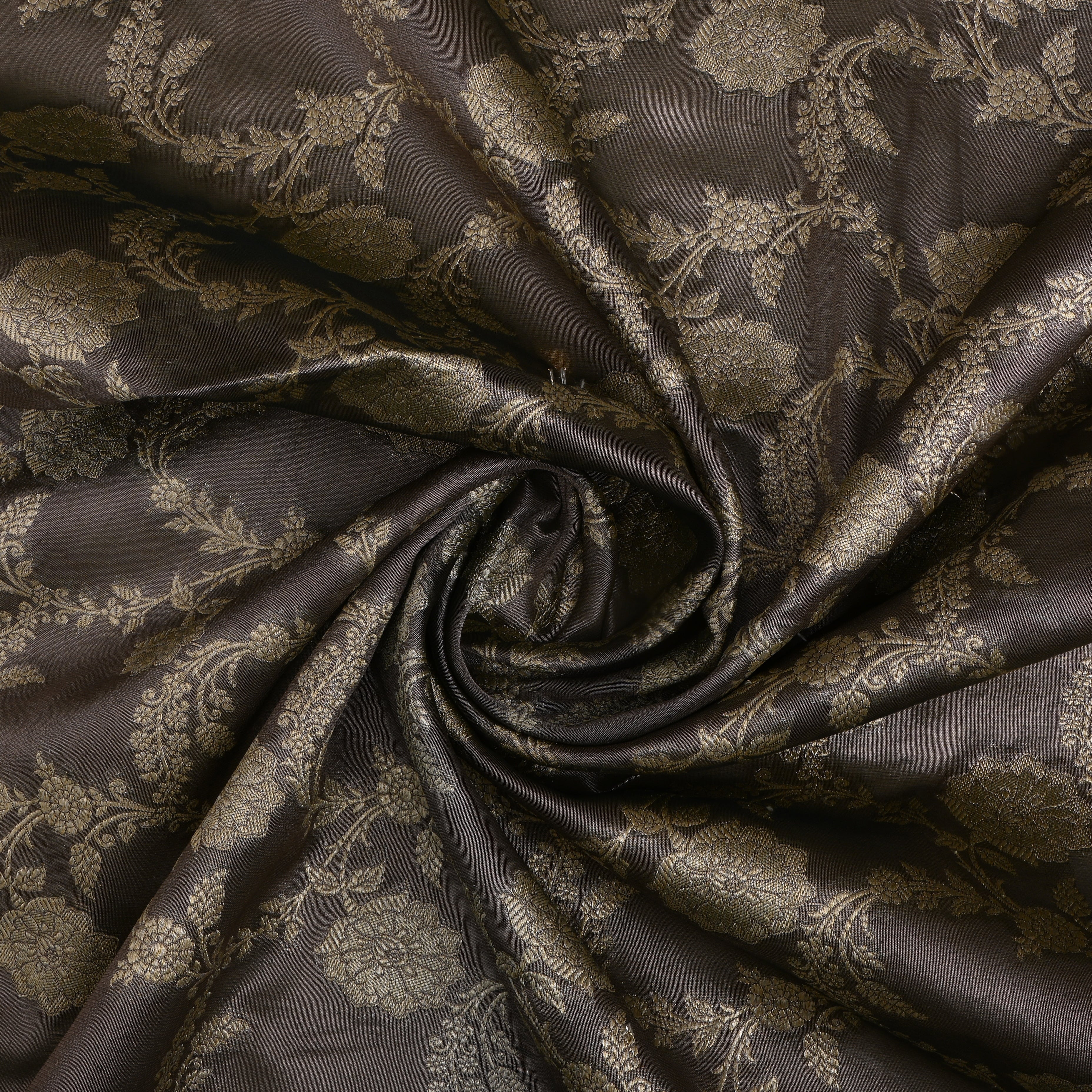 Grey Jamawar Tissue Fabric With Floral Jaal