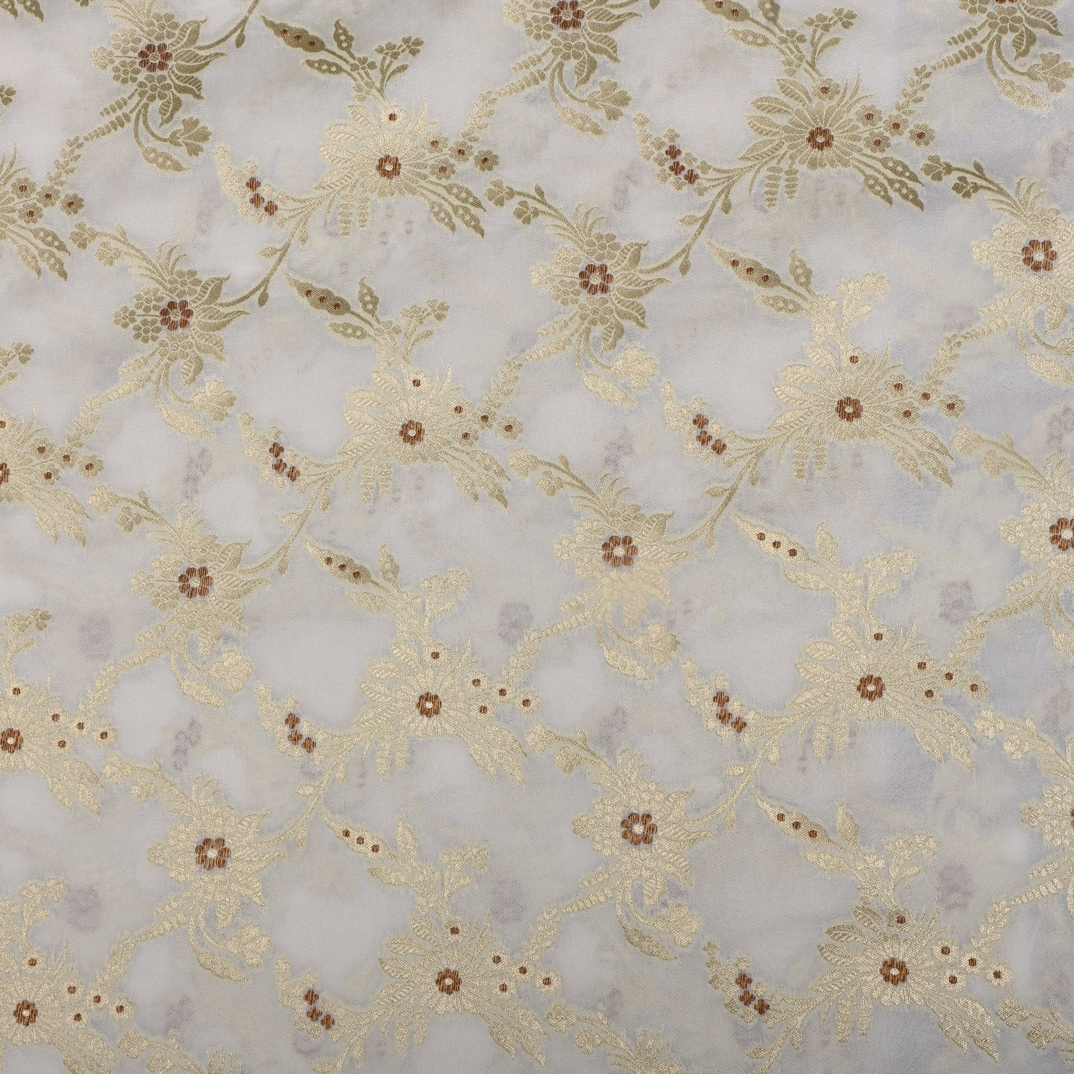 Bisque Cream Banarasi Fabric With Floral Jaal
