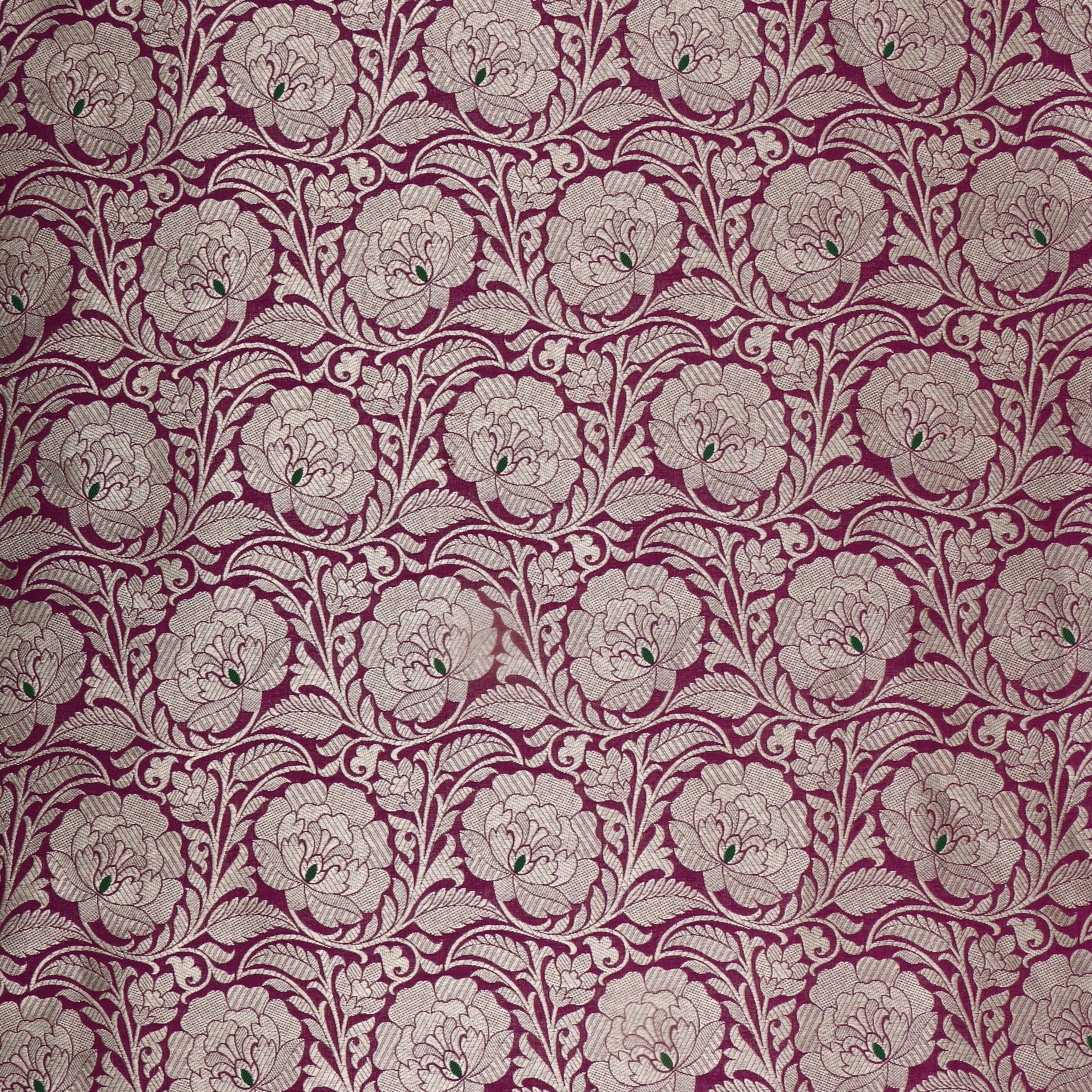 Mulberry Pink Banaras Fabric With Floral Jaal