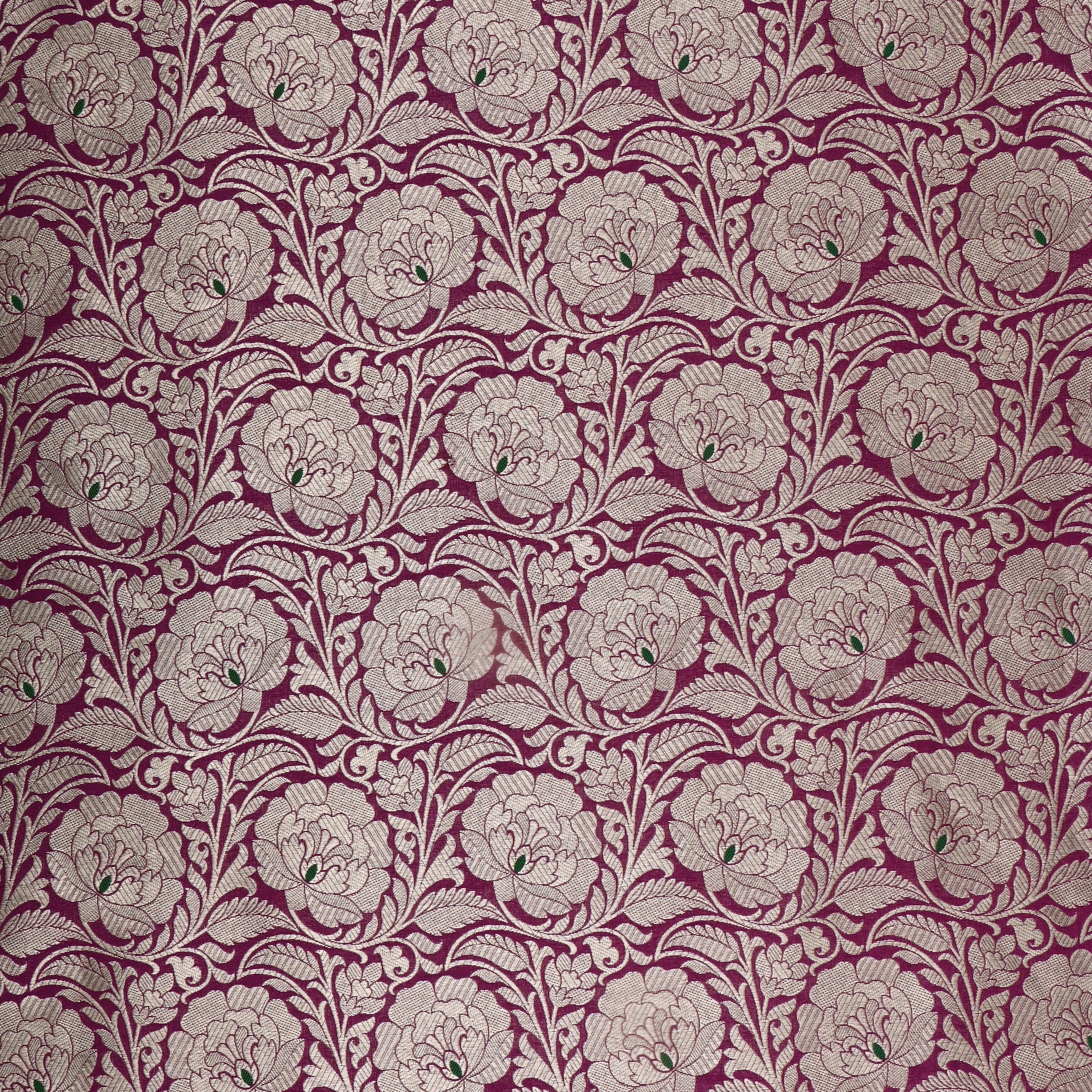 Mulberry Pink Banarasi Fabric With Floral Jaal