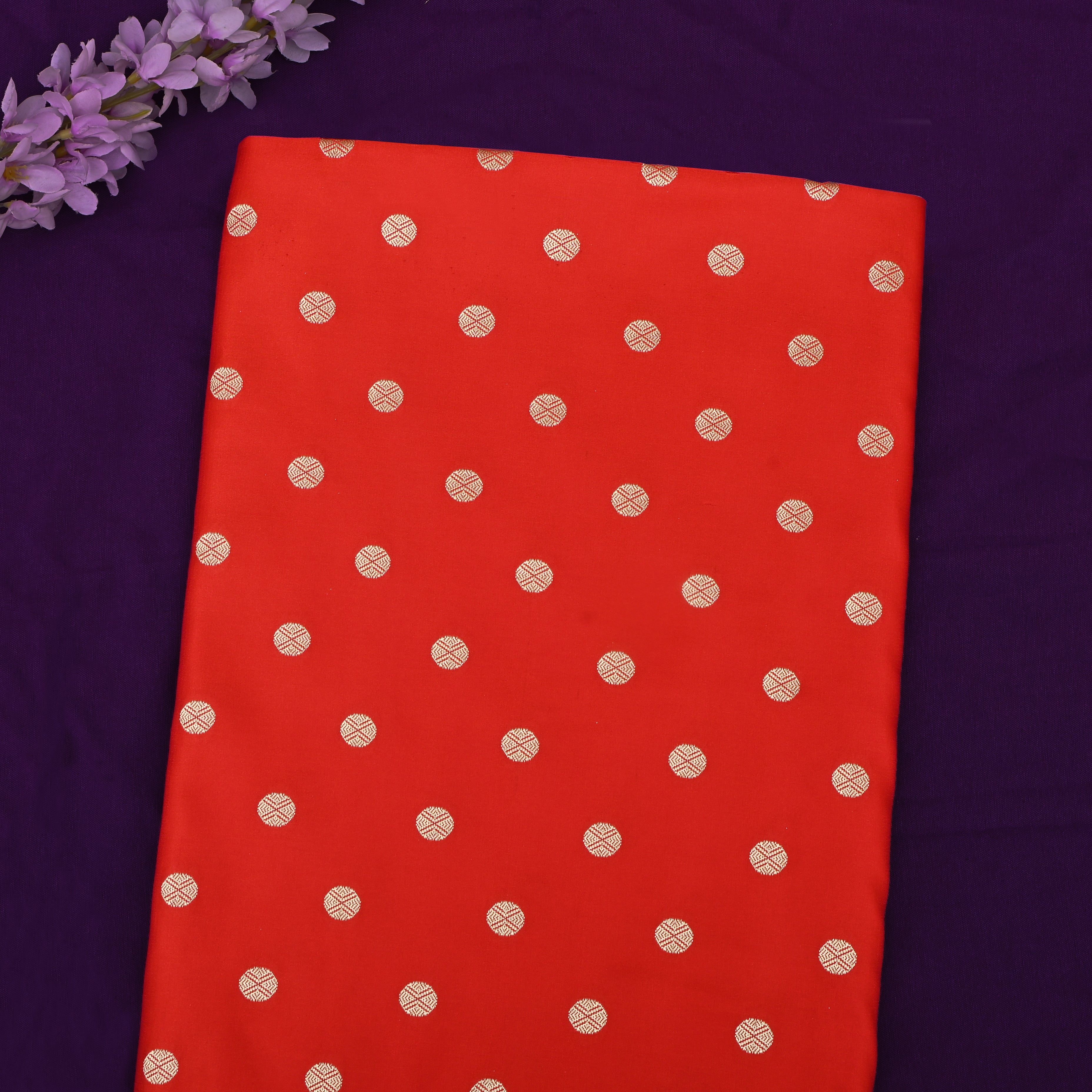 Sunset Orange Banaras Soft Silk Fabric