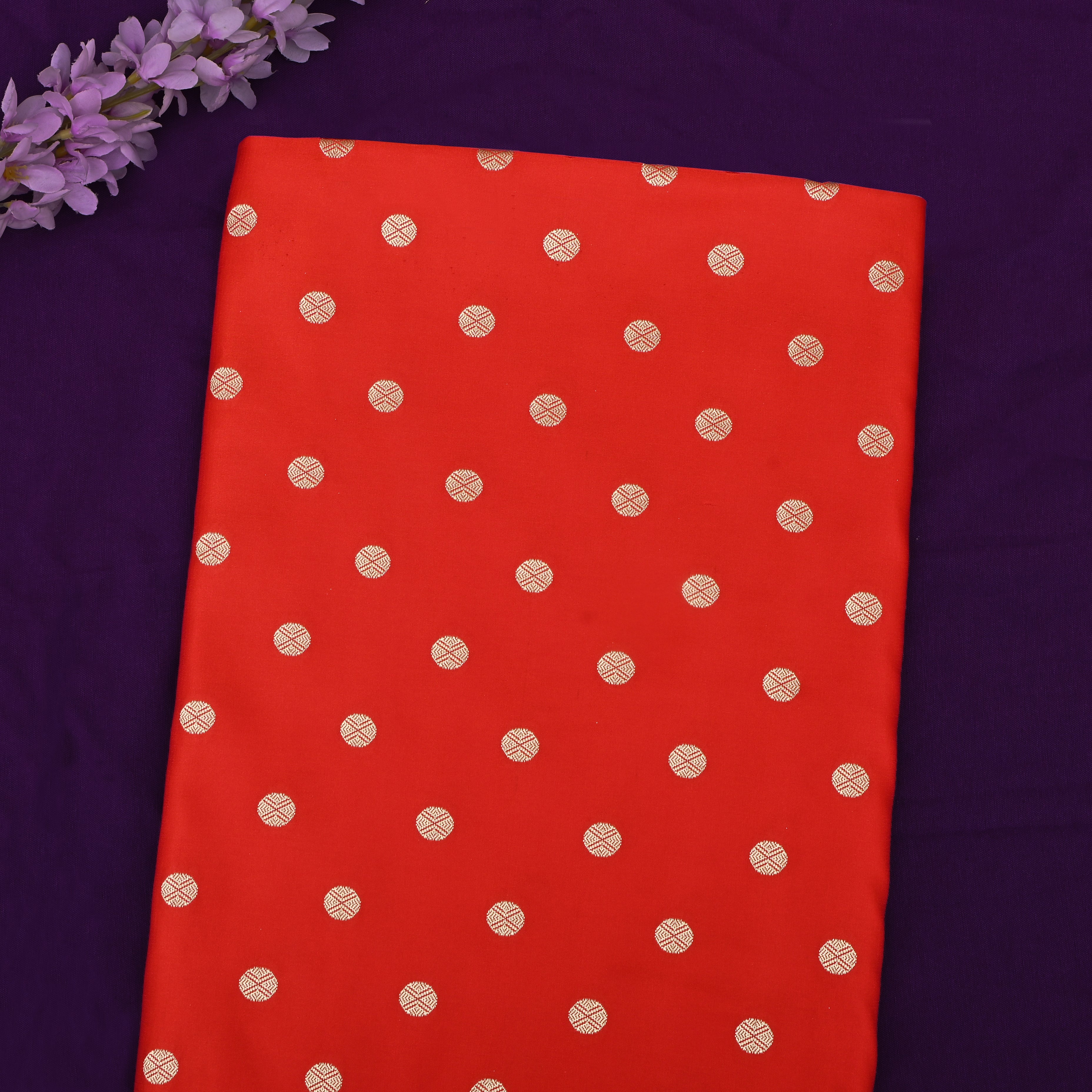 Sunset Orange Banarasi Soft Silk Fabric