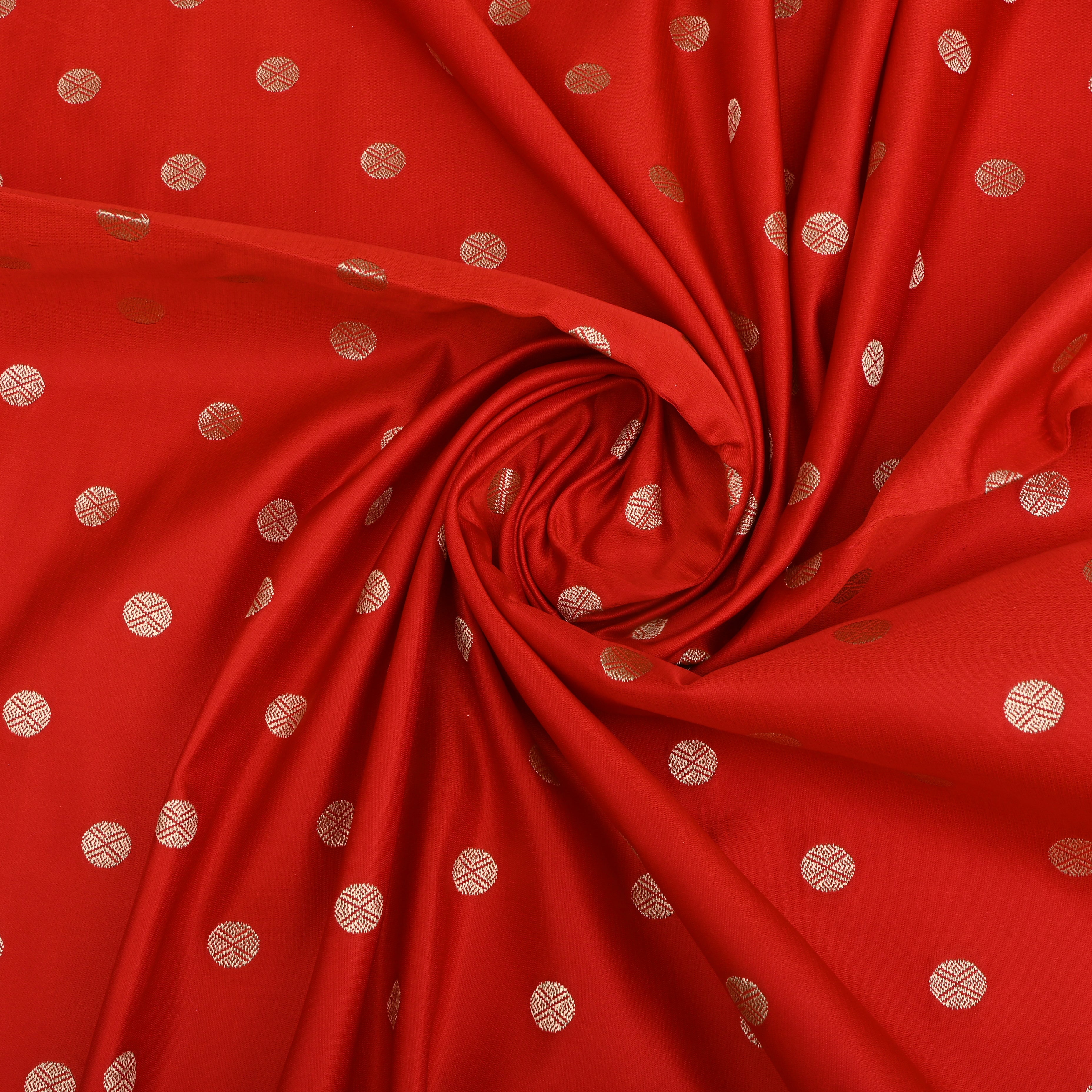 Sunset Orange Banarasi Soft Silk Fabric