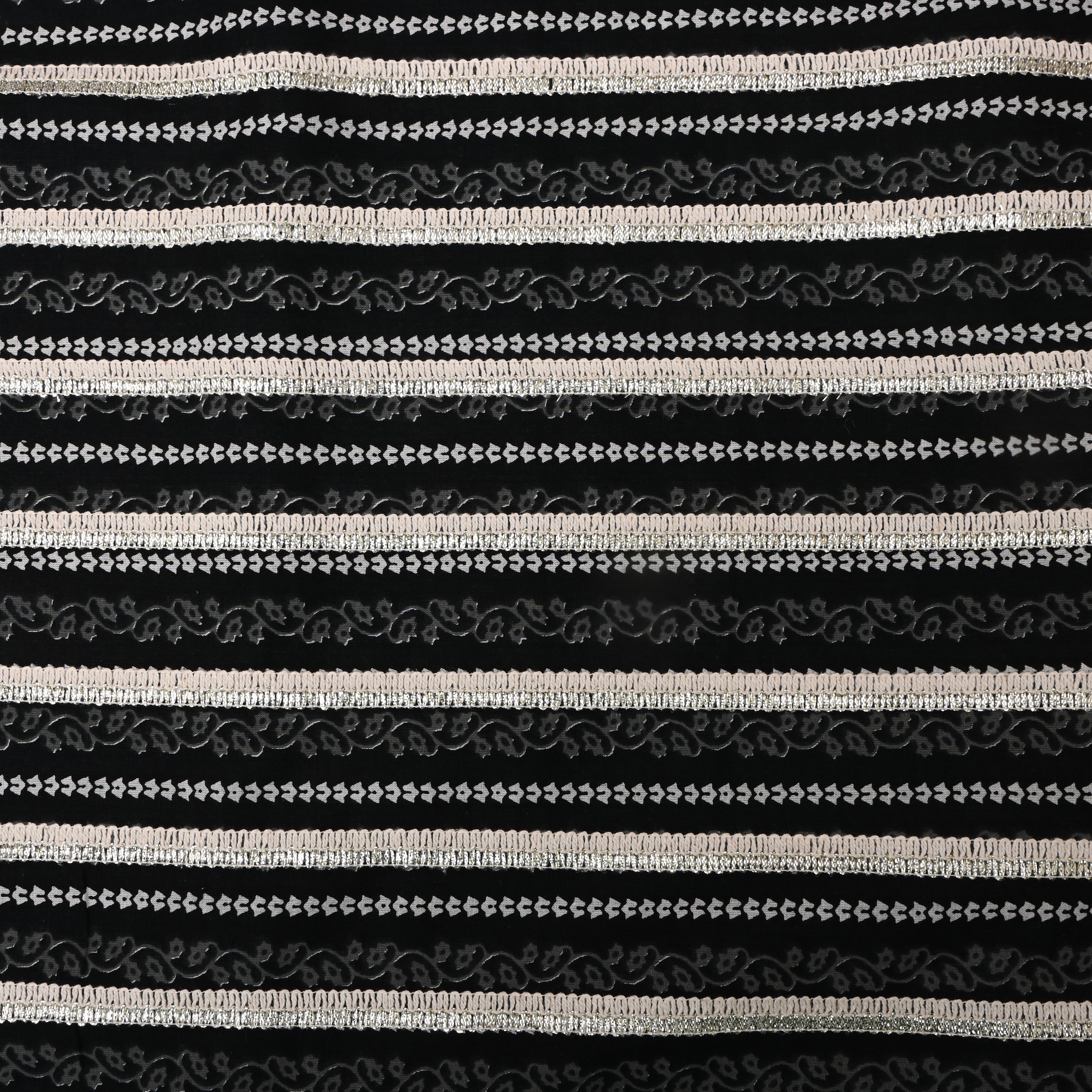 Black Floral Printed Cotton Fabric