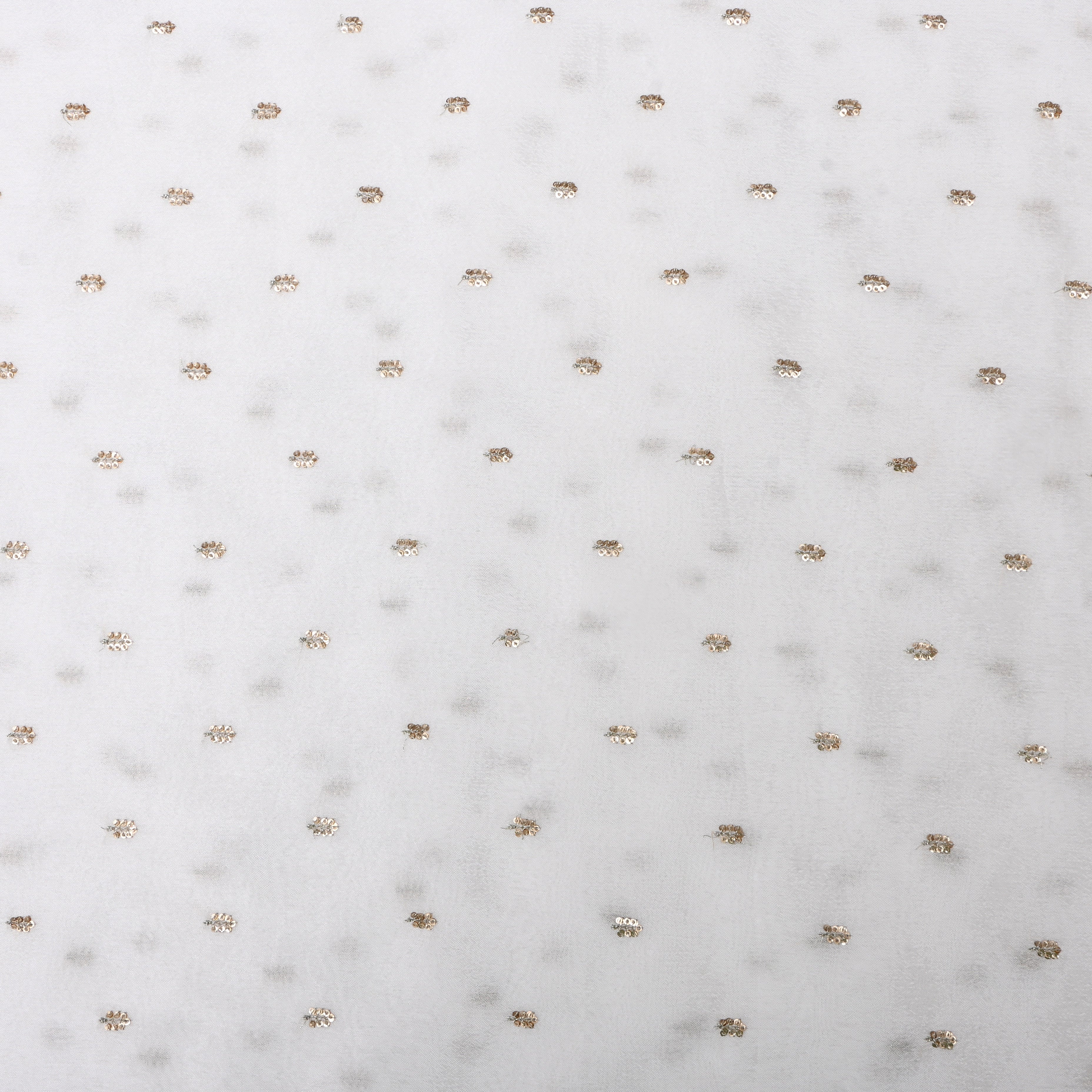 White Embroidered Floral Silk Fabric