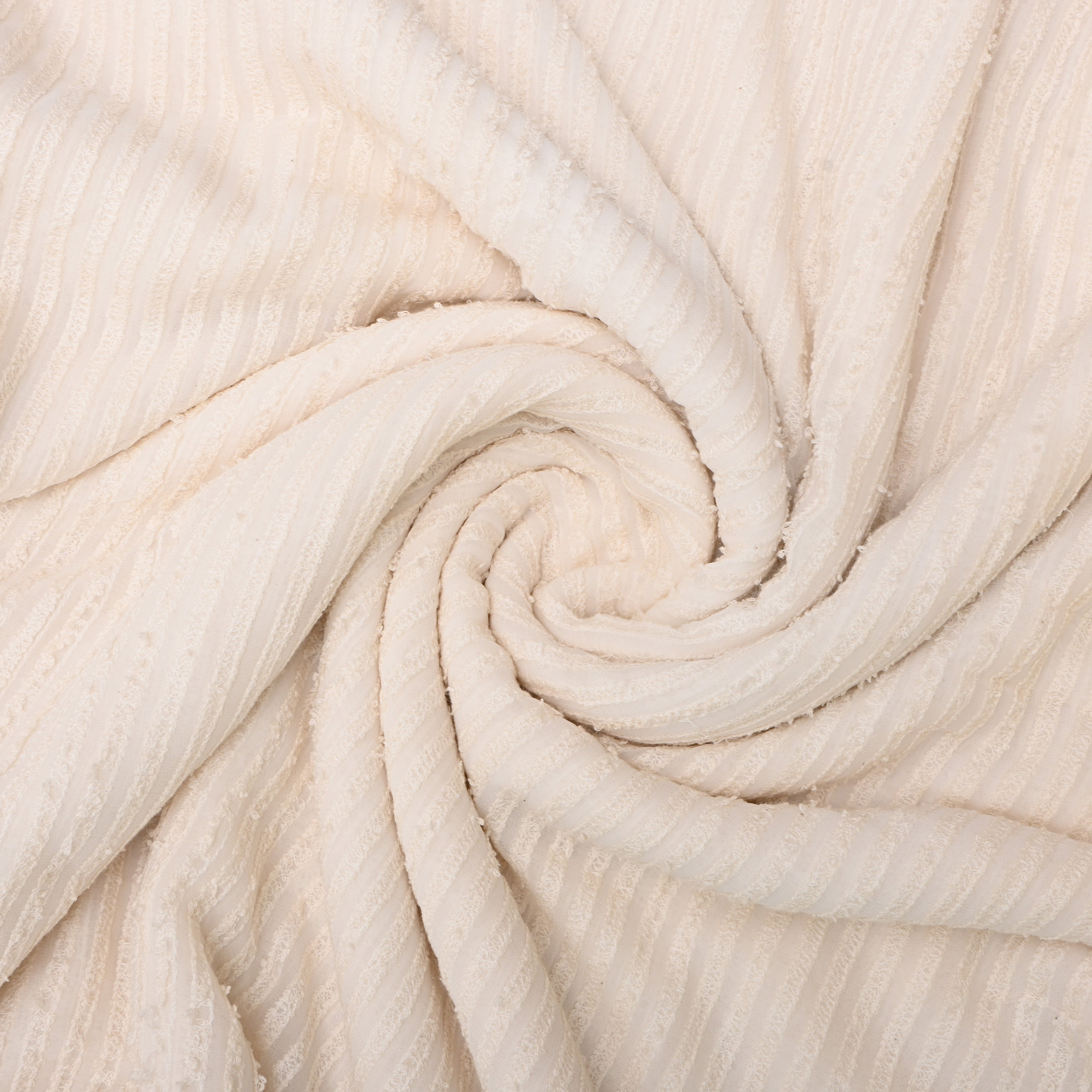 White Thread Embroidered Georgette Fabric