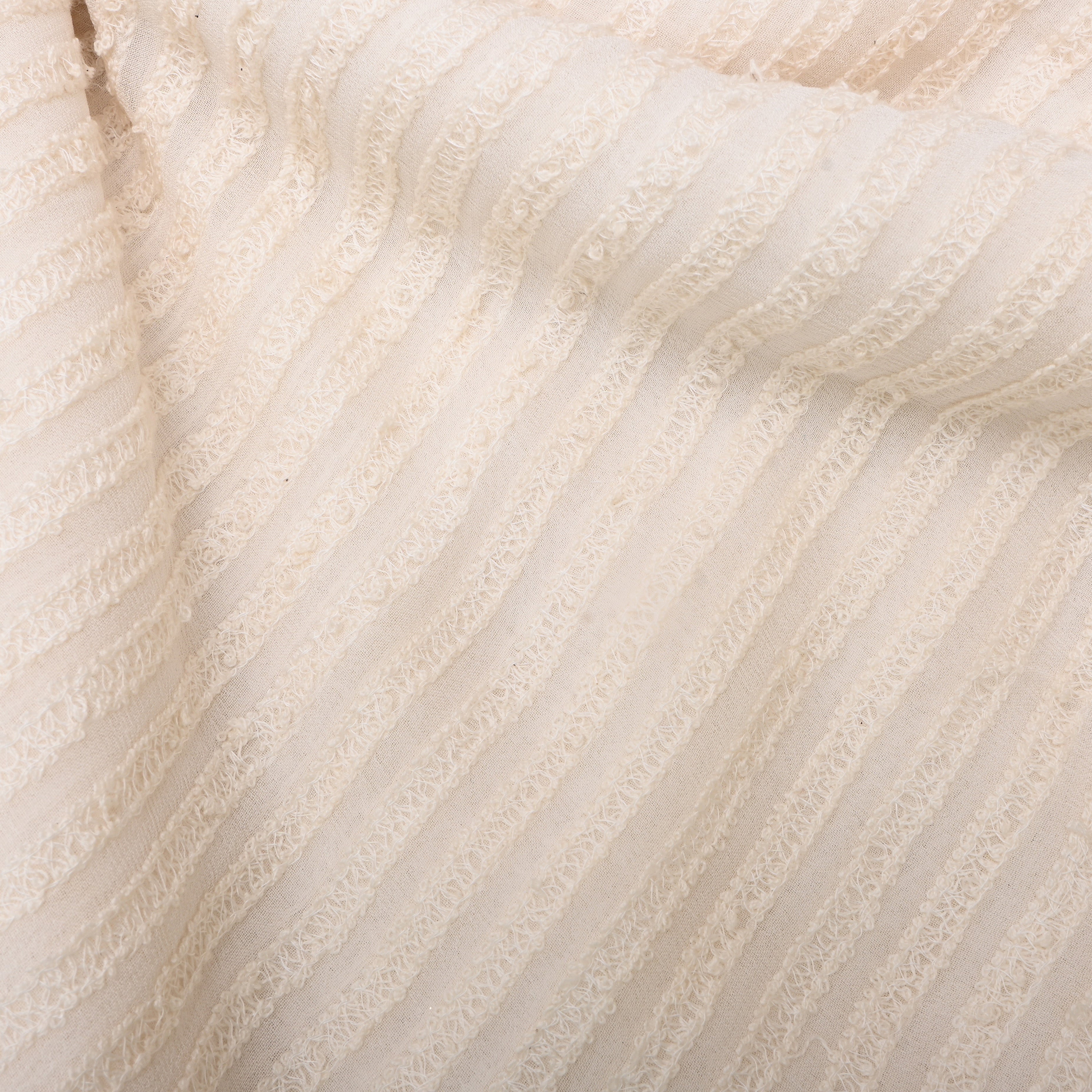 White Thread Embroidered Georgette Fabric