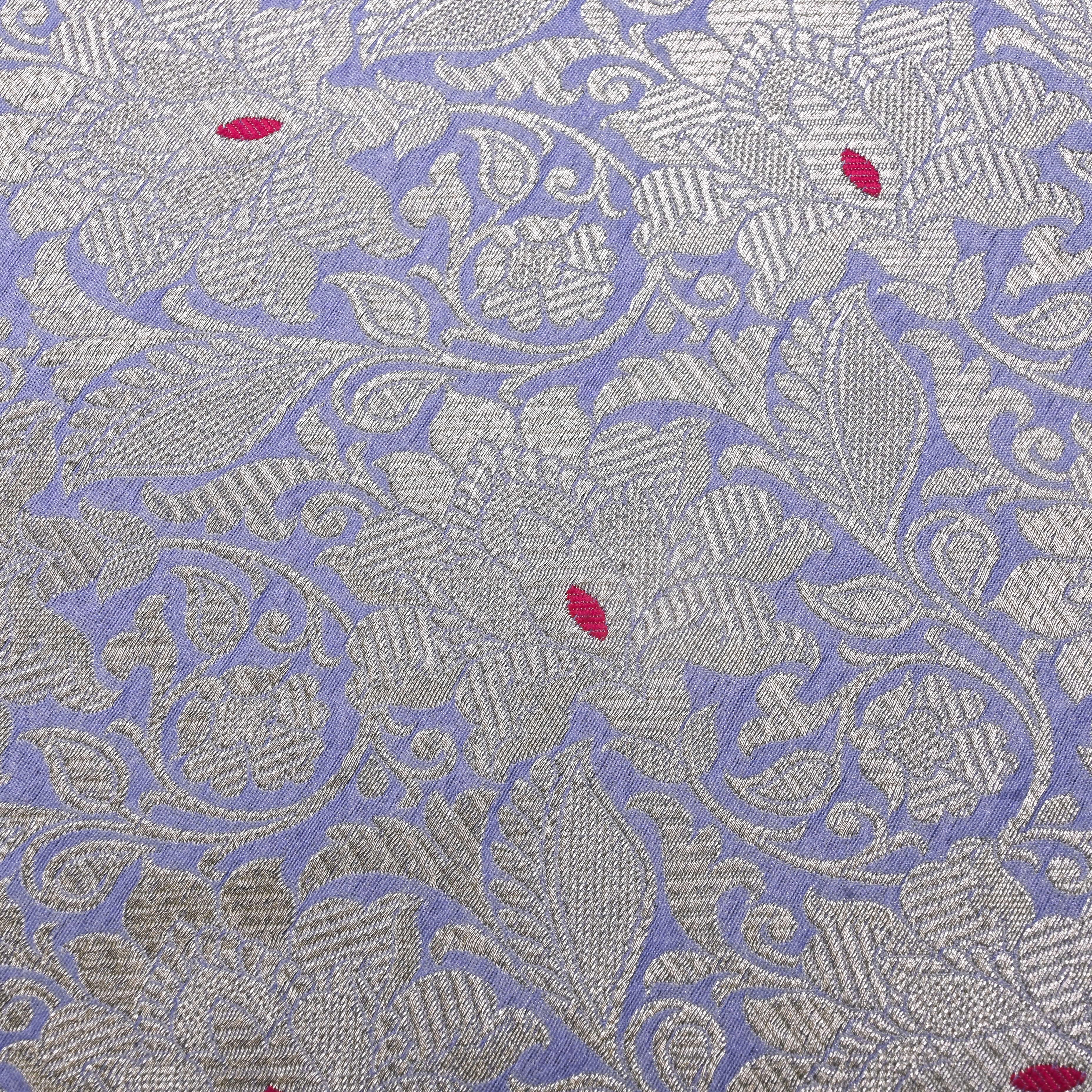 Amethyst Purple Banarasi Fabric With Silver Zari