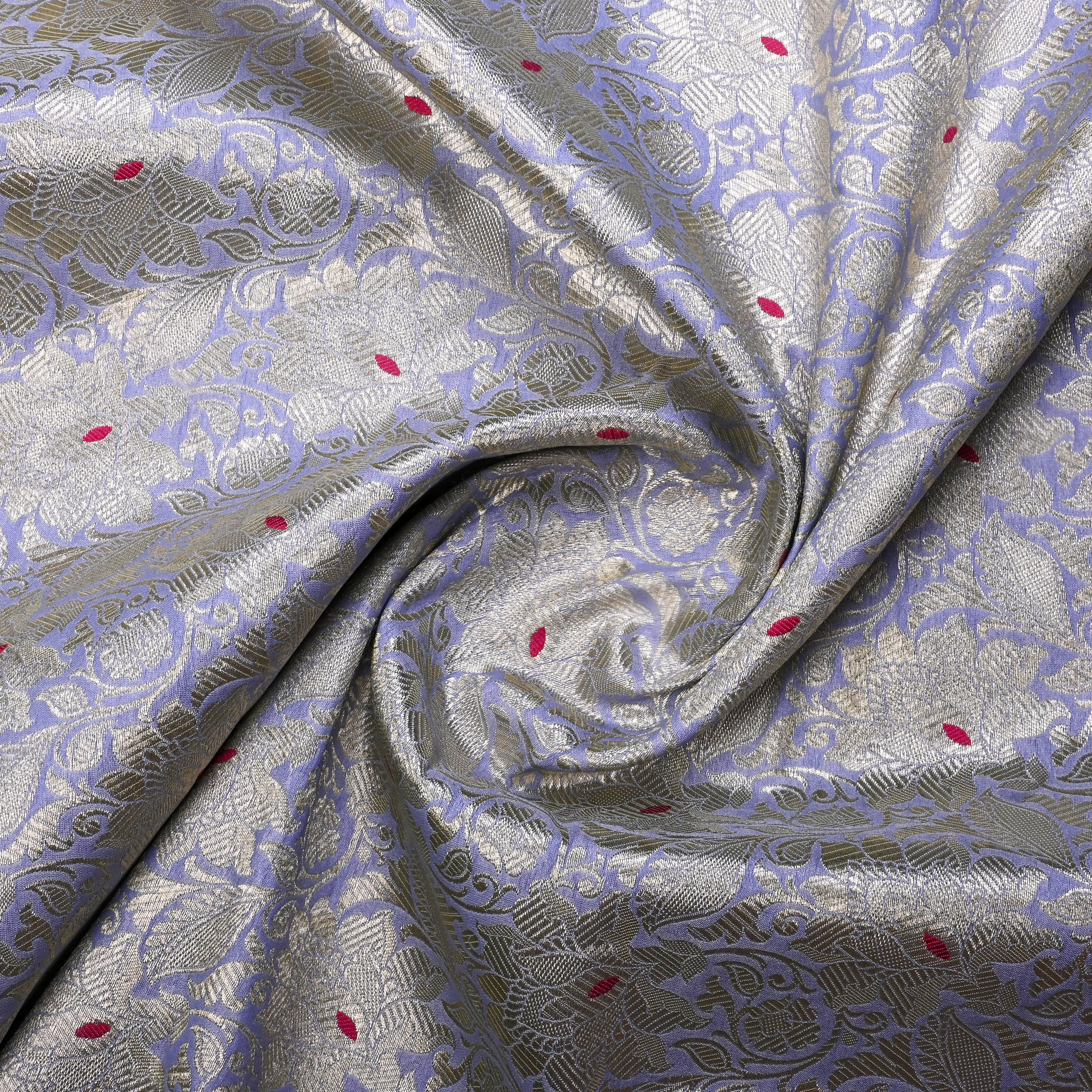 Amethyst Purple Banarasi Fabric With Silver Zari