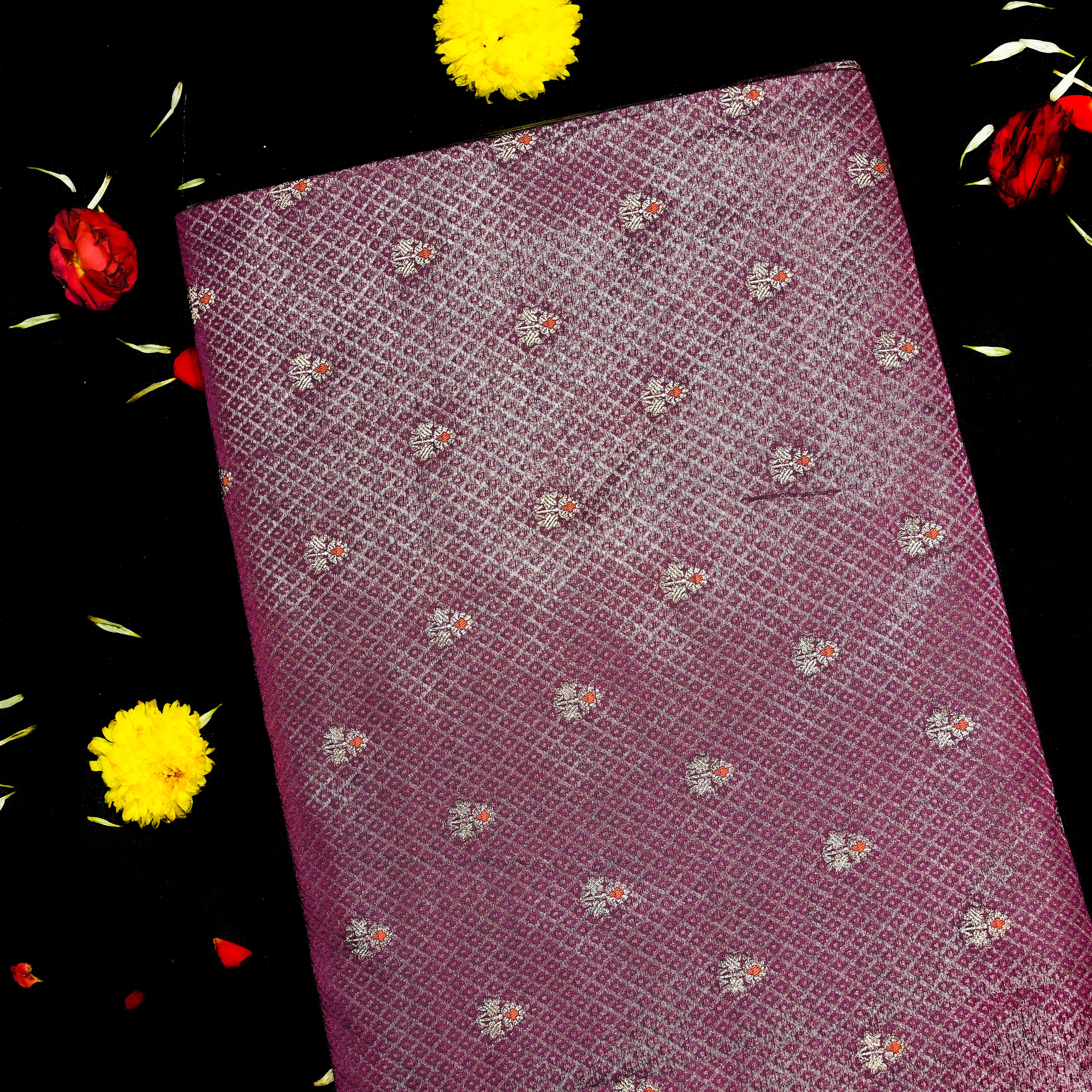 Plum Purple Banaras With Intricate Design