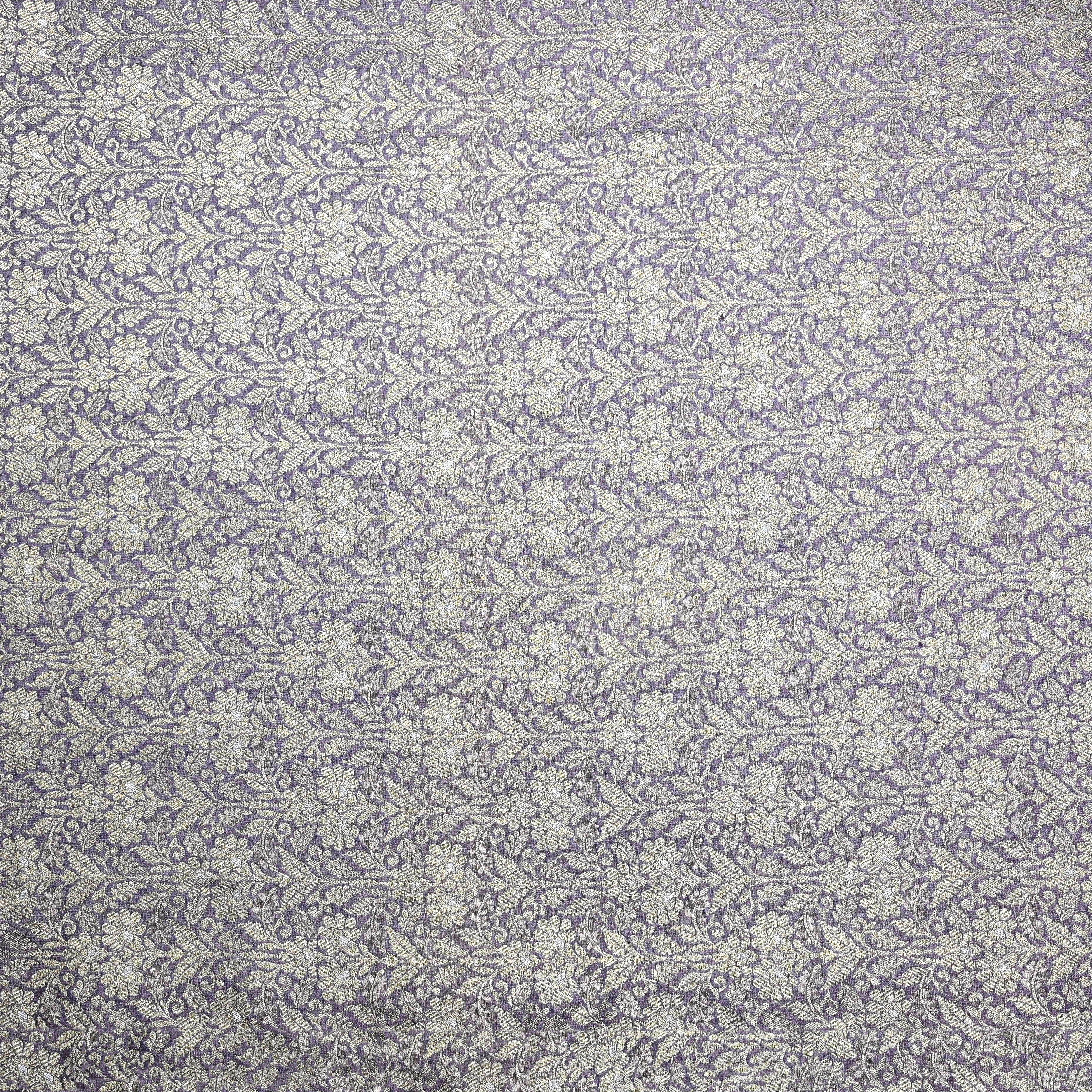 Lilac Dupion Rawsilk Fabric With Intricate Zari Weaving '