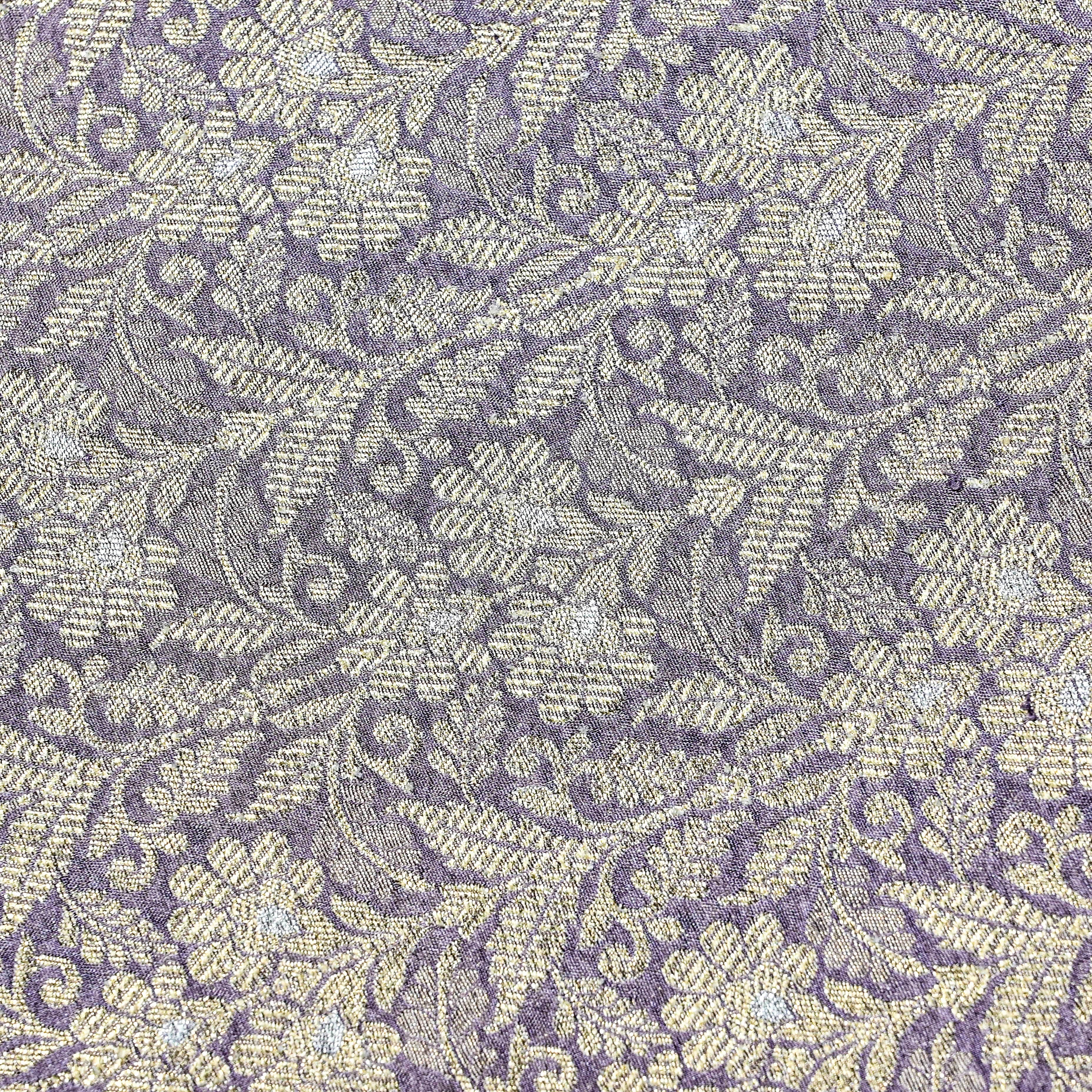 Lilac Dupion Rawsilk Fabric With Intricate Zari Weaving '