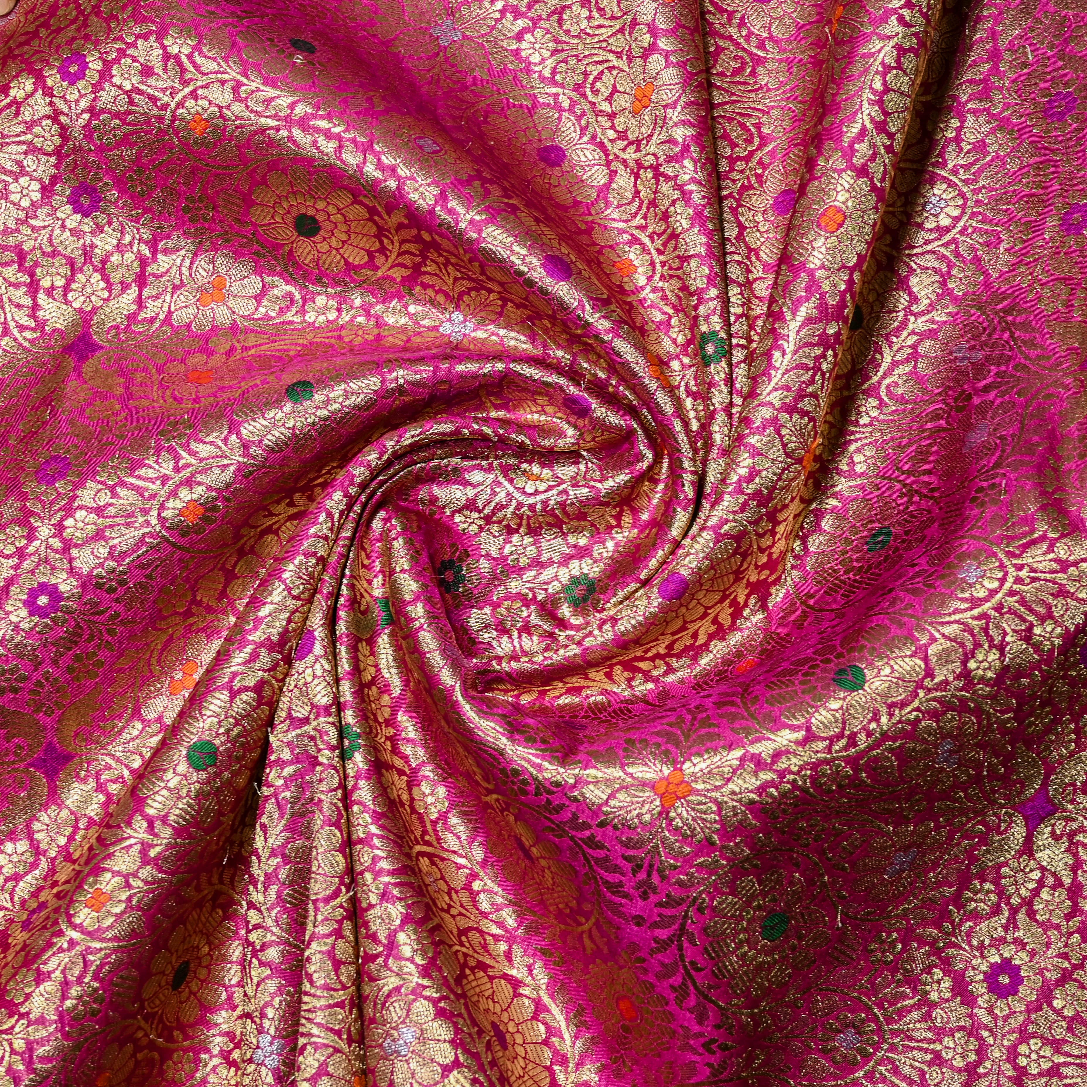 Rose Pink Banaras Fabric With Meenakari Design