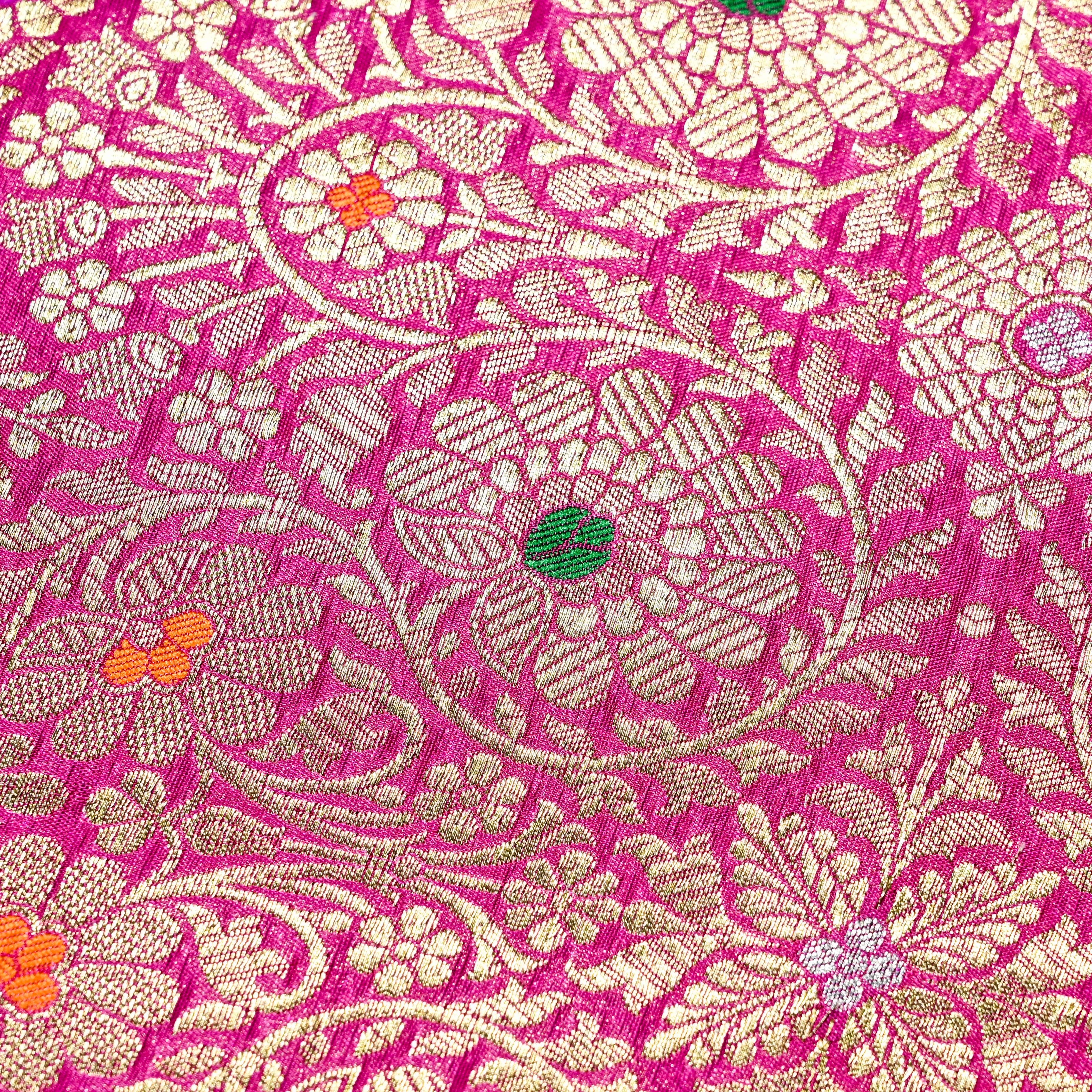 Rose Pink Banaras Fabric With Meenakari Design