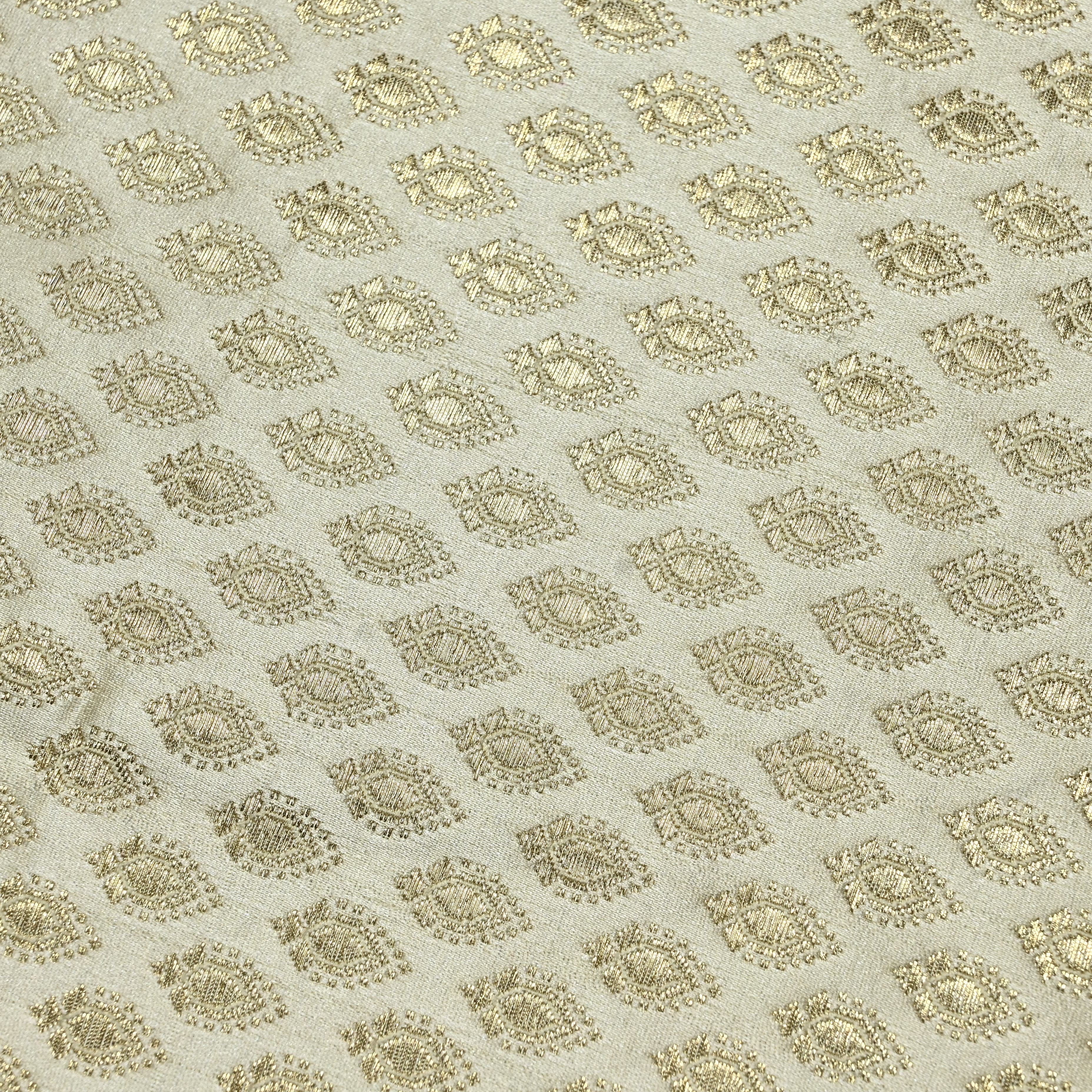 Vanilla Gold Jamawar Satin Fabric