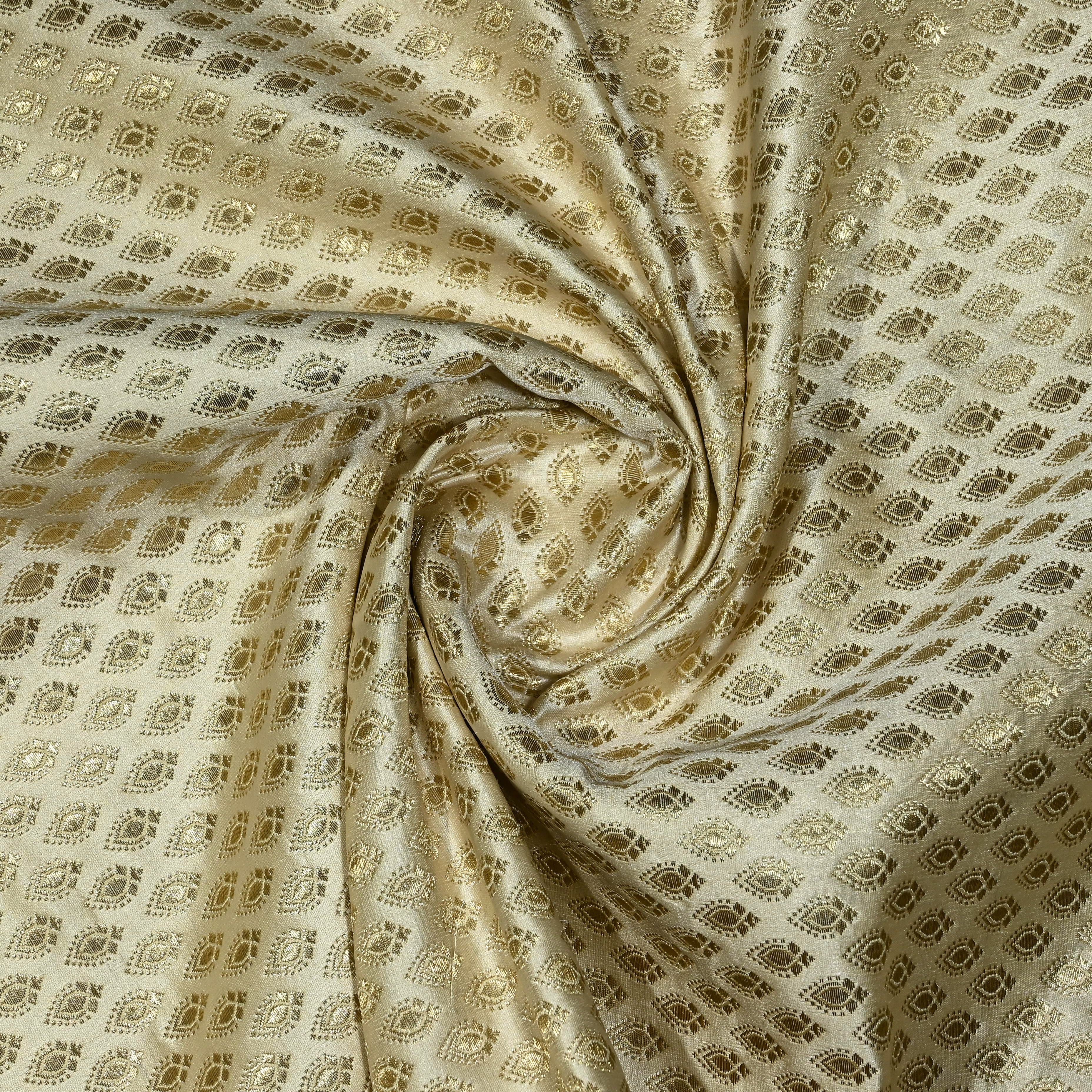 Vanilla Gold Jamawar Satin Fabric