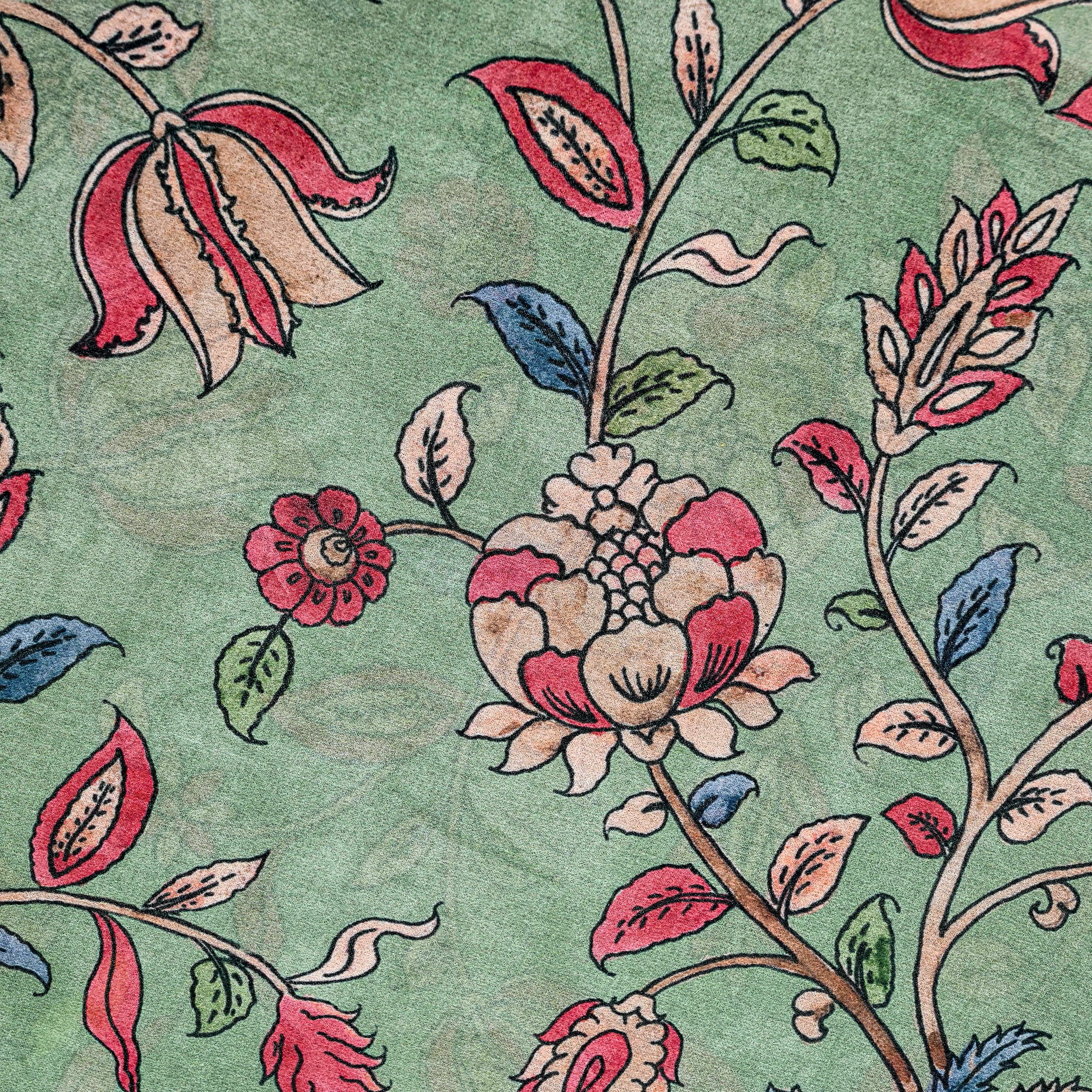 Pastel Green Silk Printed Fabric