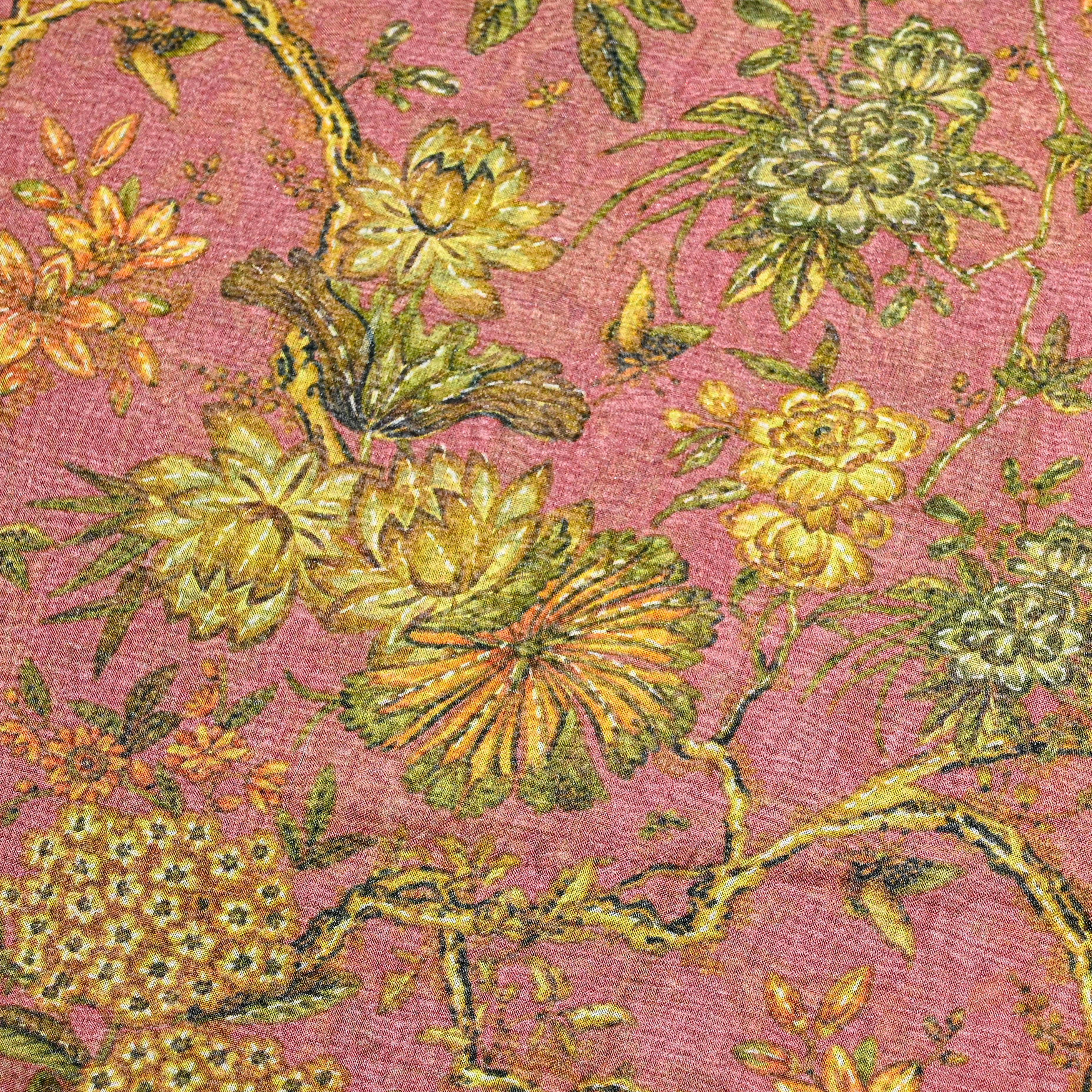 Dusty Pink Tissue Fabric With Digital Print