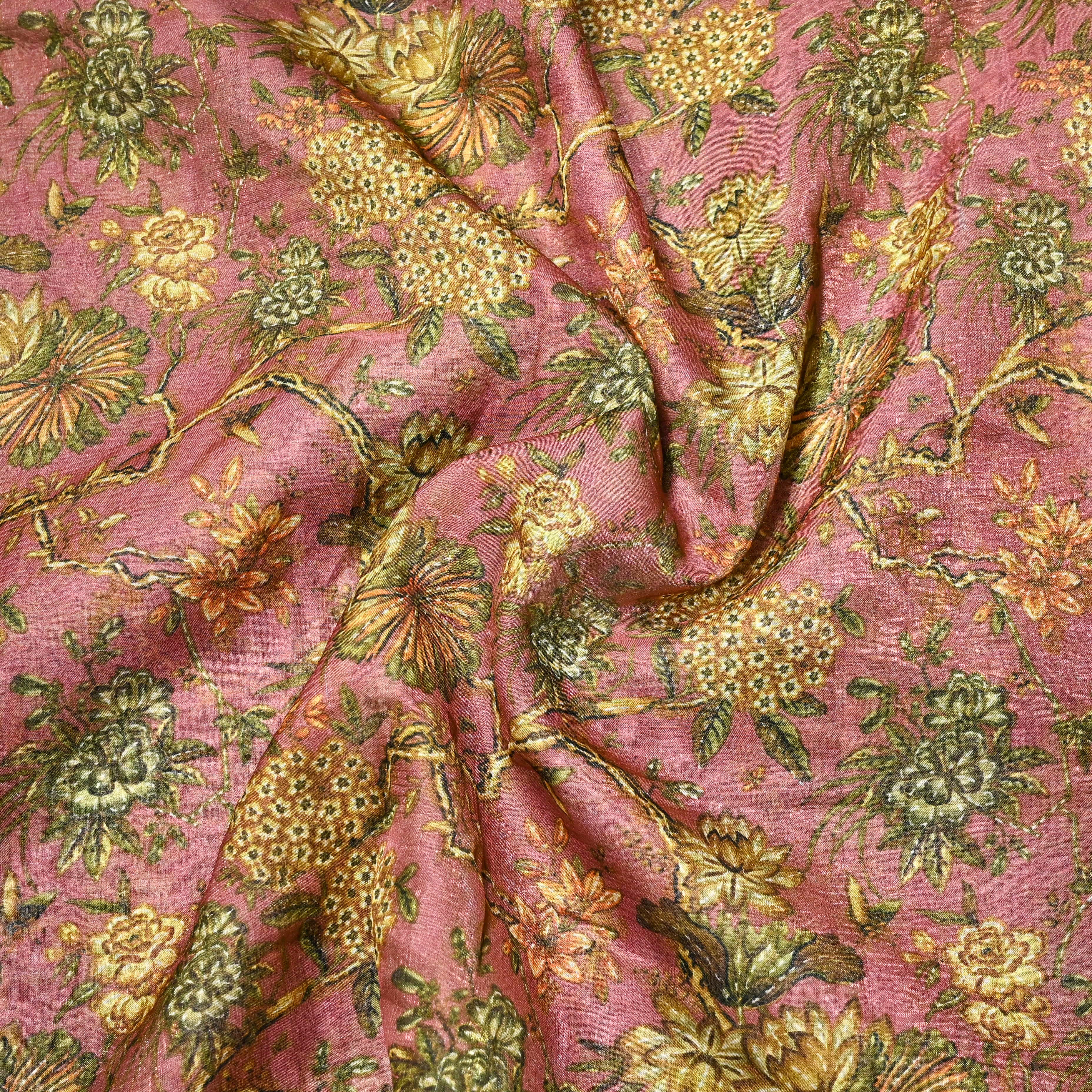 Dusty Pink Tissue Fabric With Digital Print