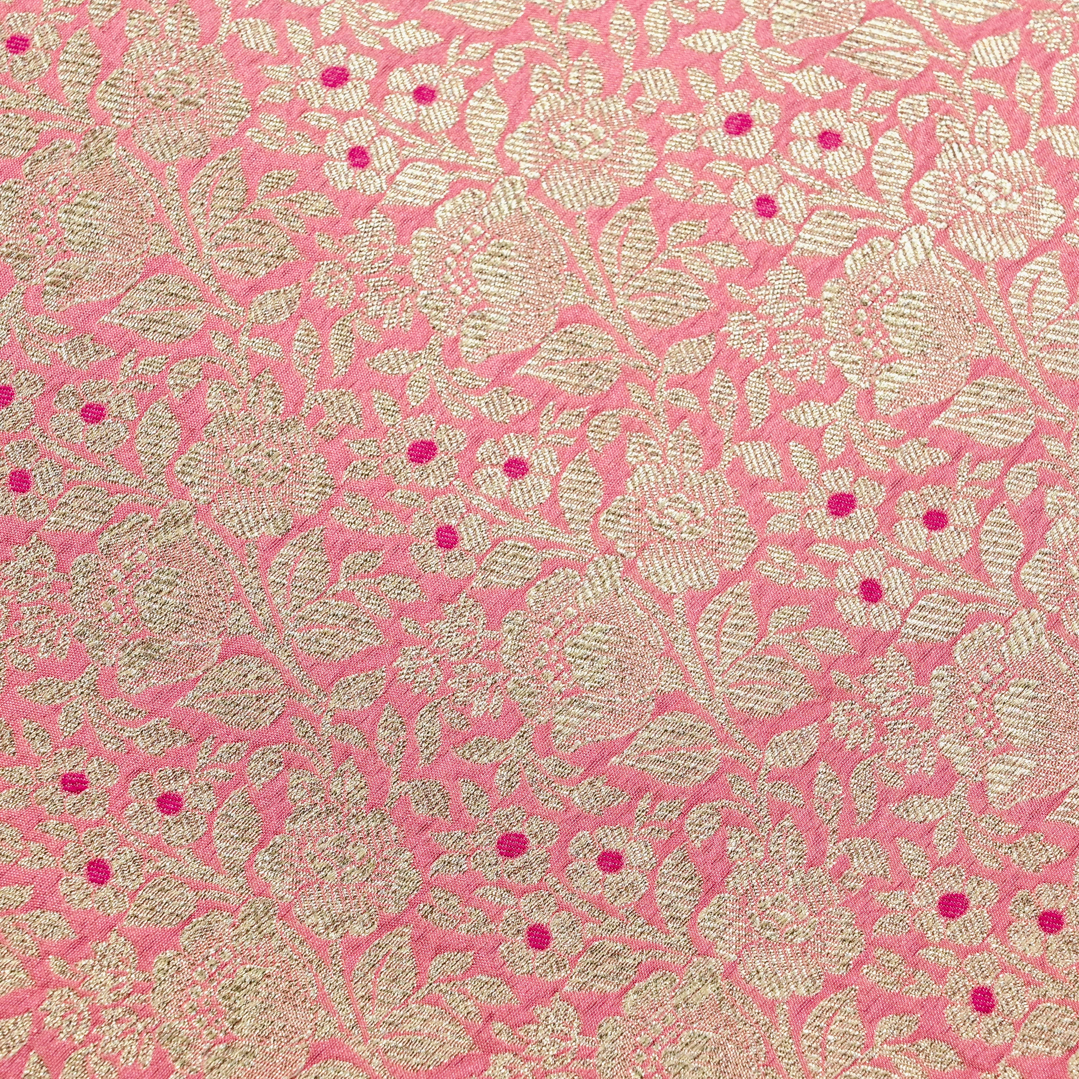 Cameo Pink Jamawar Silk Fabric With Jaal Design