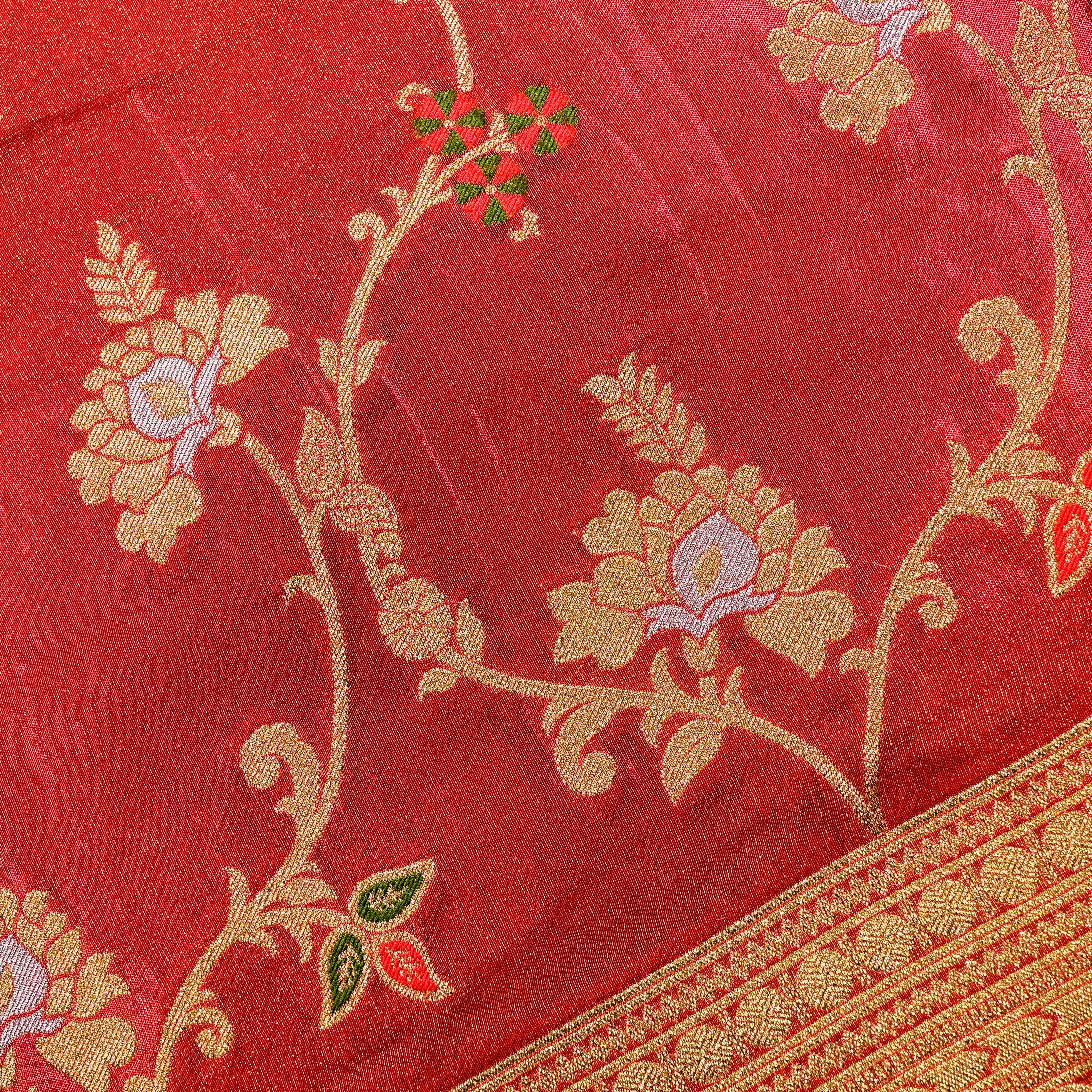 Brown Sienna Banaras Fabric With Zari Border