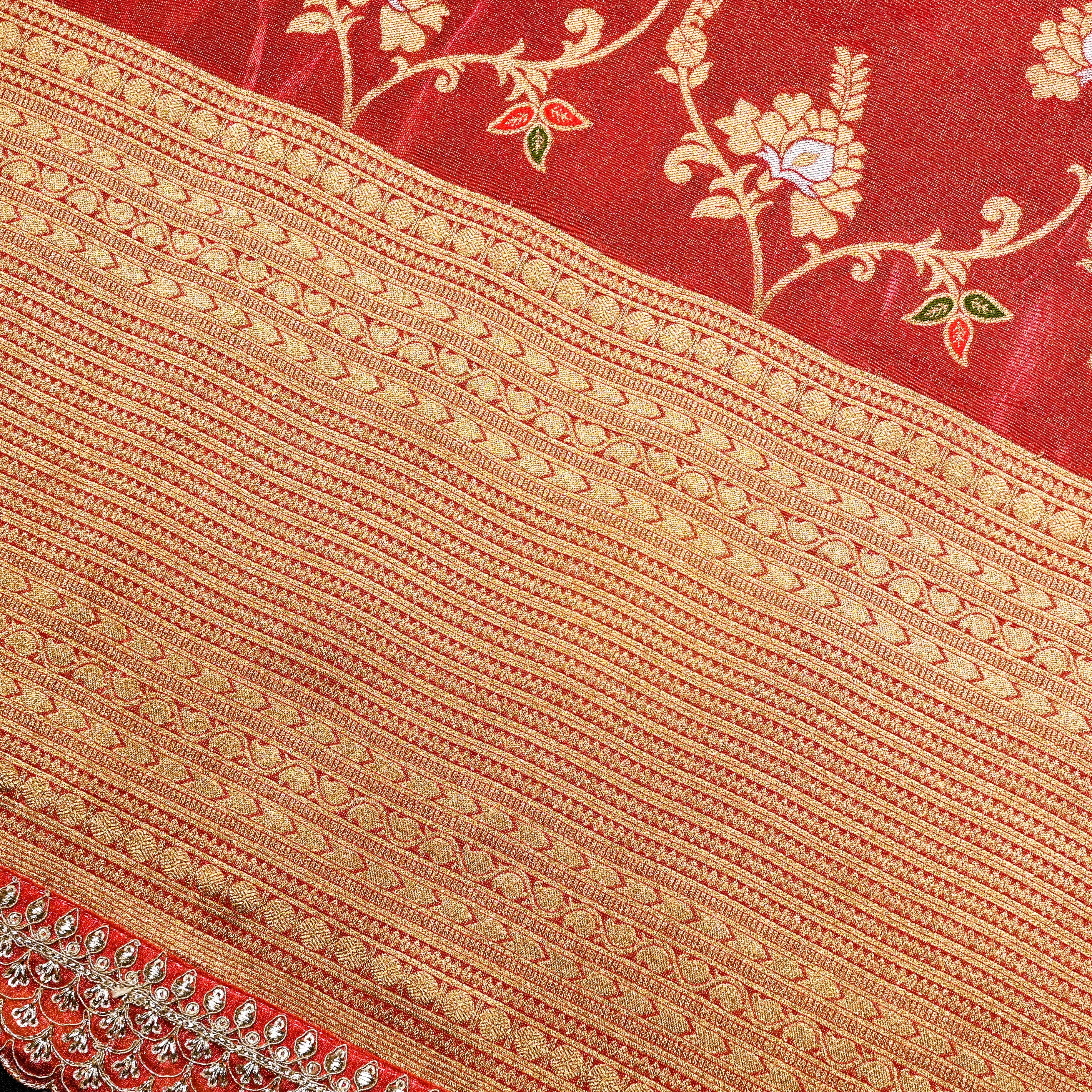 Brown Sienna Banaras Fabric With Zari Border